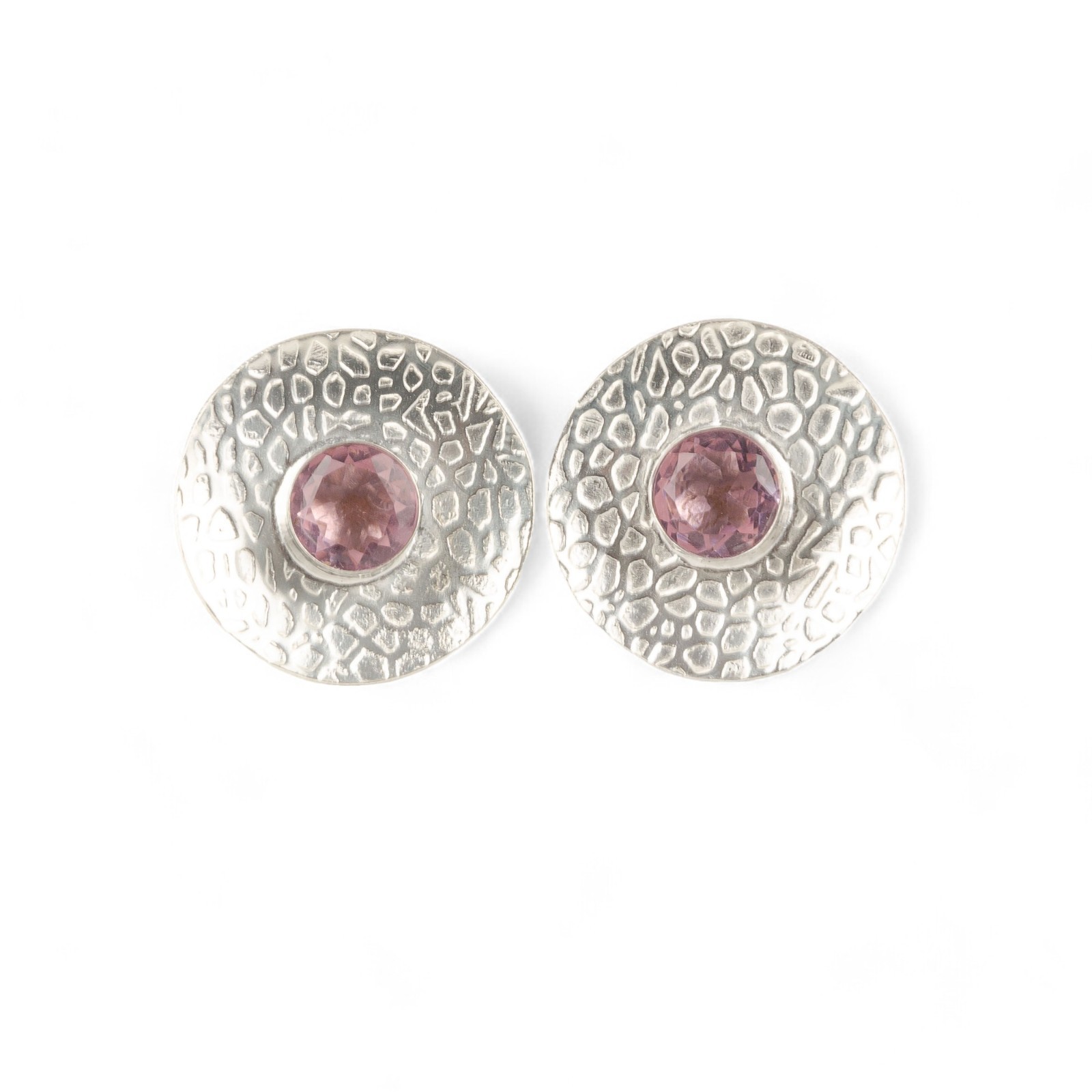Morganite Gemstone Stud Earrings Sterling Silver Handmade Boho Jewelry 0.89″Gift