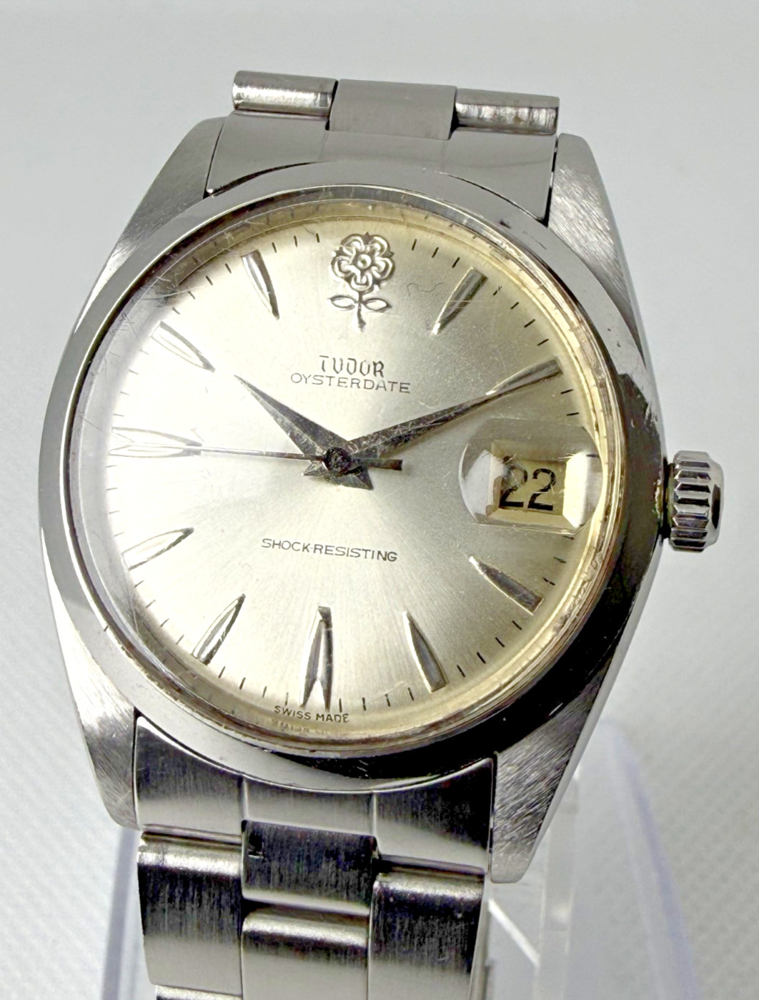 TUDOR Oyster Big Rose 7962 Manual Wind Silver Dial Vintage Watch