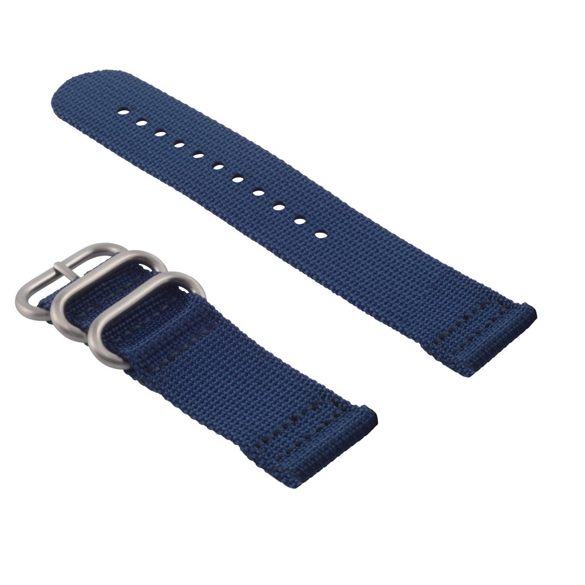 24mm Blue Nylon Replacement Strap Adapter Set 3 Silver Rings For Suunto Core