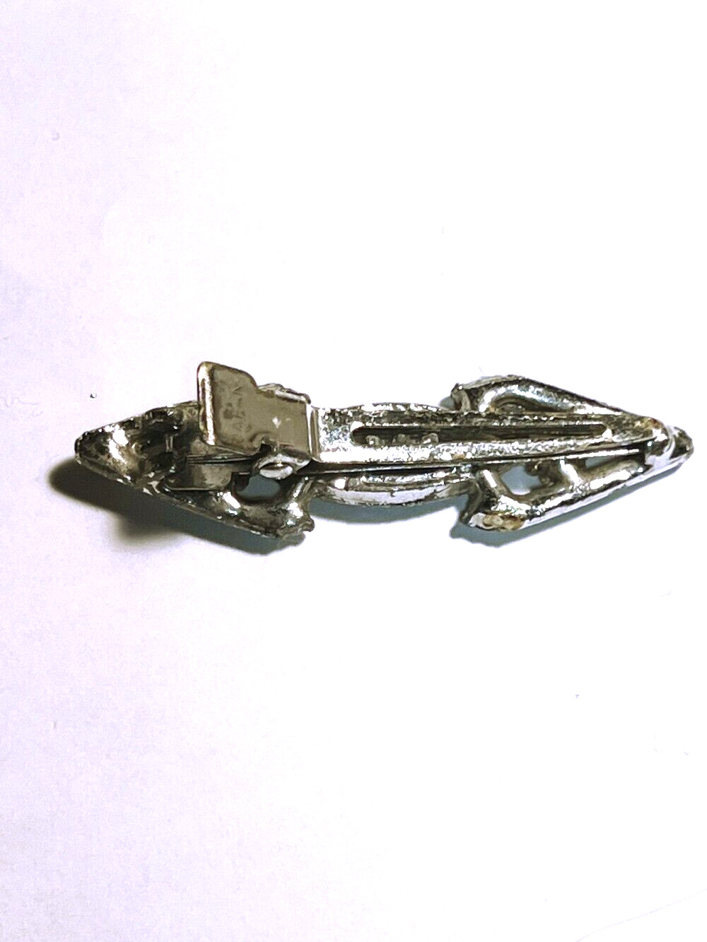 LOVELY VINTAGE RHINESTONE ONYX ART DECP HAIR CLIP 2-1/8″ IN GREAT CONDITION