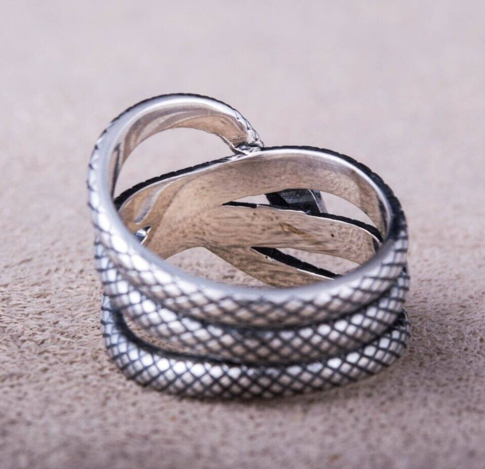 925 Silver Plated Vintage Snake Ring – Royal Style Promise Ring for Christmas