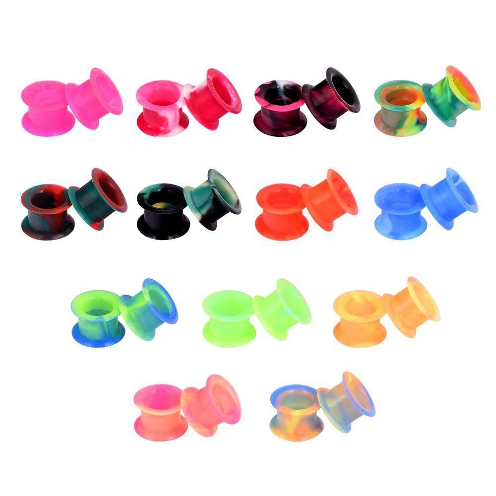 2PCS Thick Silicone Ear Gauges Tunnel Plug Earskin Expander Body Piercing 2g-1″