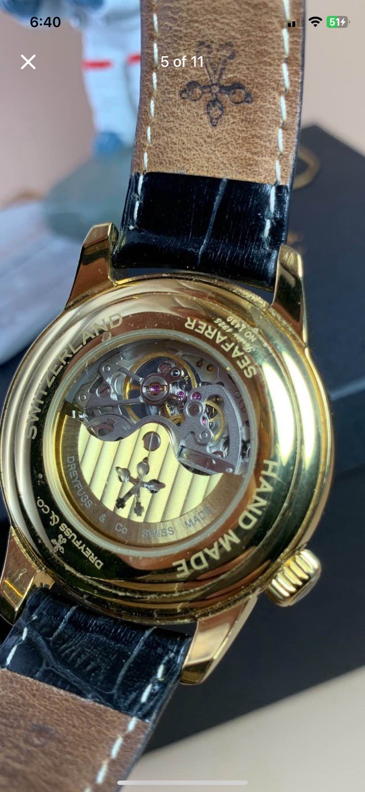 Dreyfuss&Co Seafarer Hand Made Gold Plated Automatic Skeleton Swiss MSRP$1950