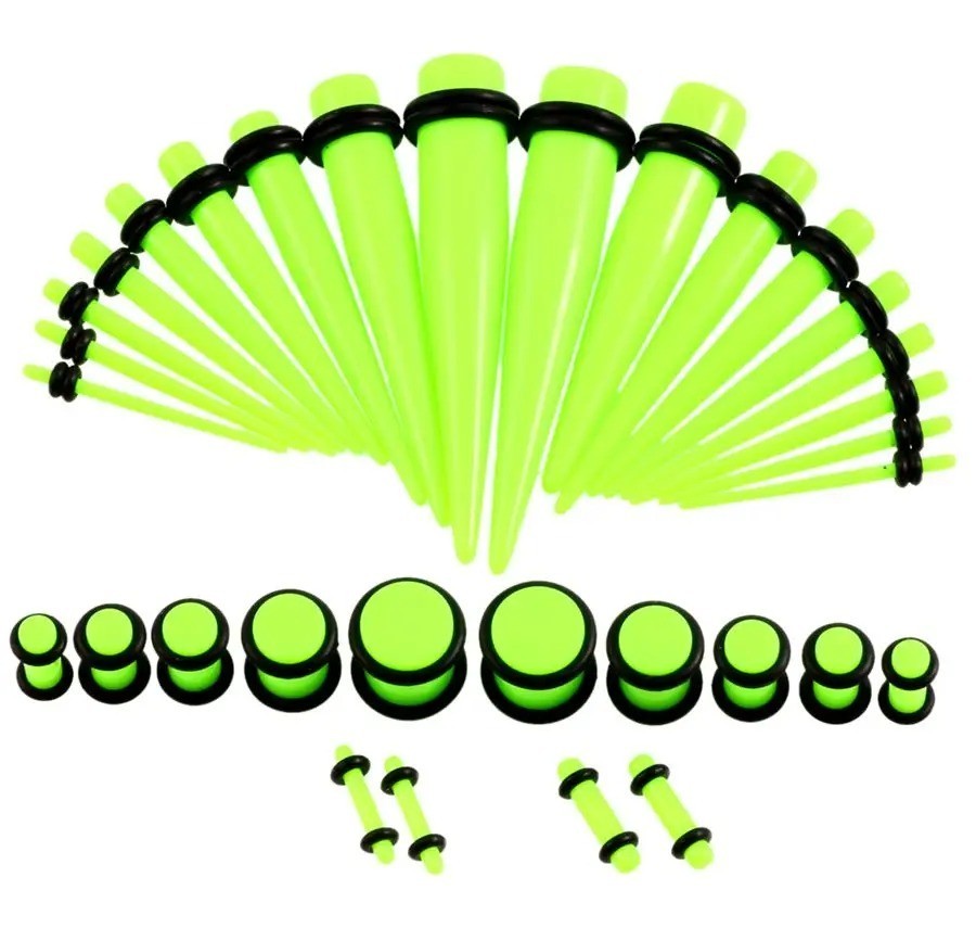 36 pcs Ear Stretching Kit 14G-00G Taper Ear Gauges Plugs Tunnels Expander Set