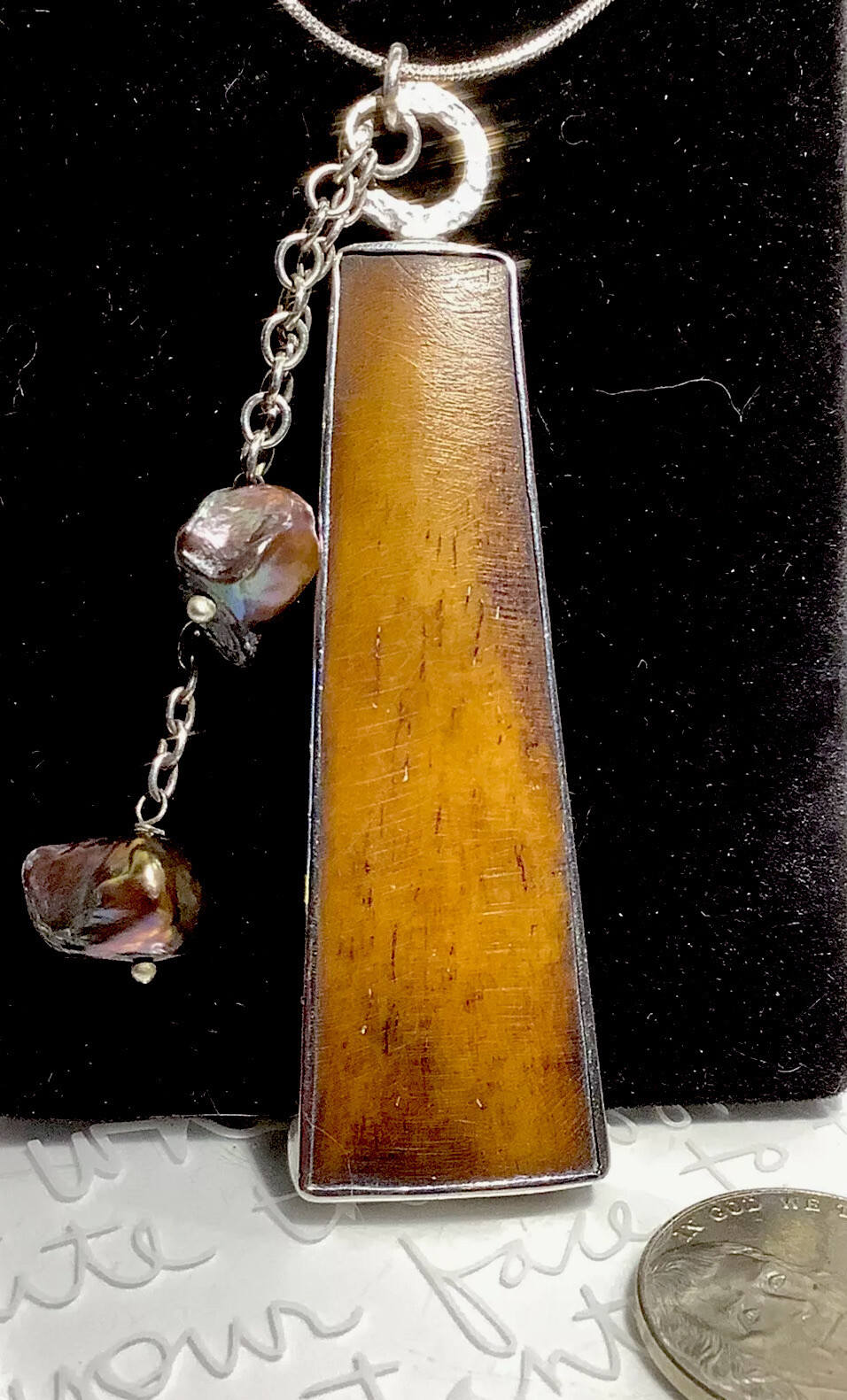 JANICE LEE RIPLEY JLR Handmade 925S Yak Bone & Pearl Pendant Necklace 17” 16.7g