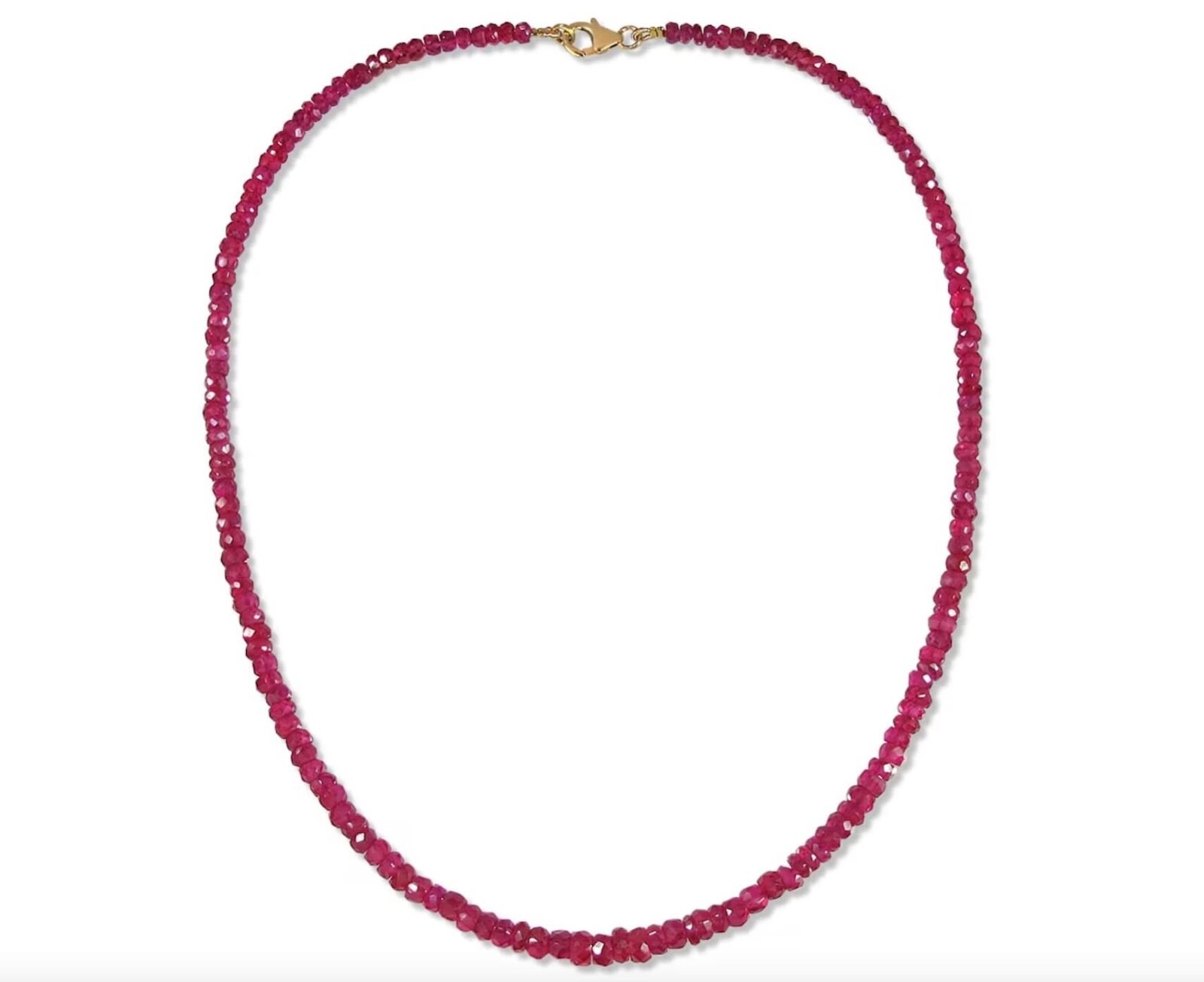 Jedi Red Spinel Beads Necklace with 9K Gold Clasp 18 inch Gemstone Necklace