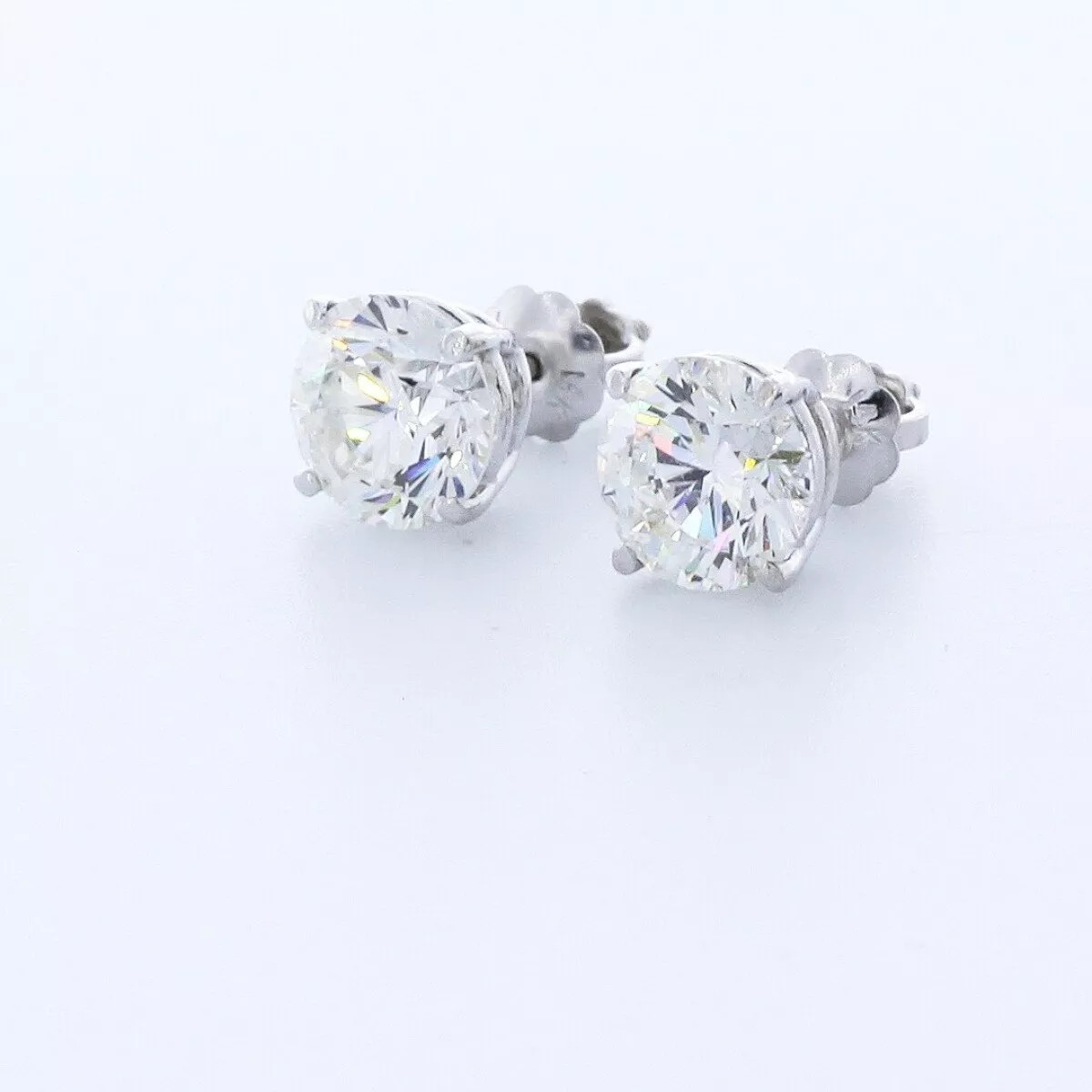 Stud Earrings Classic Solid 14K Yellow Gold 2.51 CT Round Natural Diamond G SI1