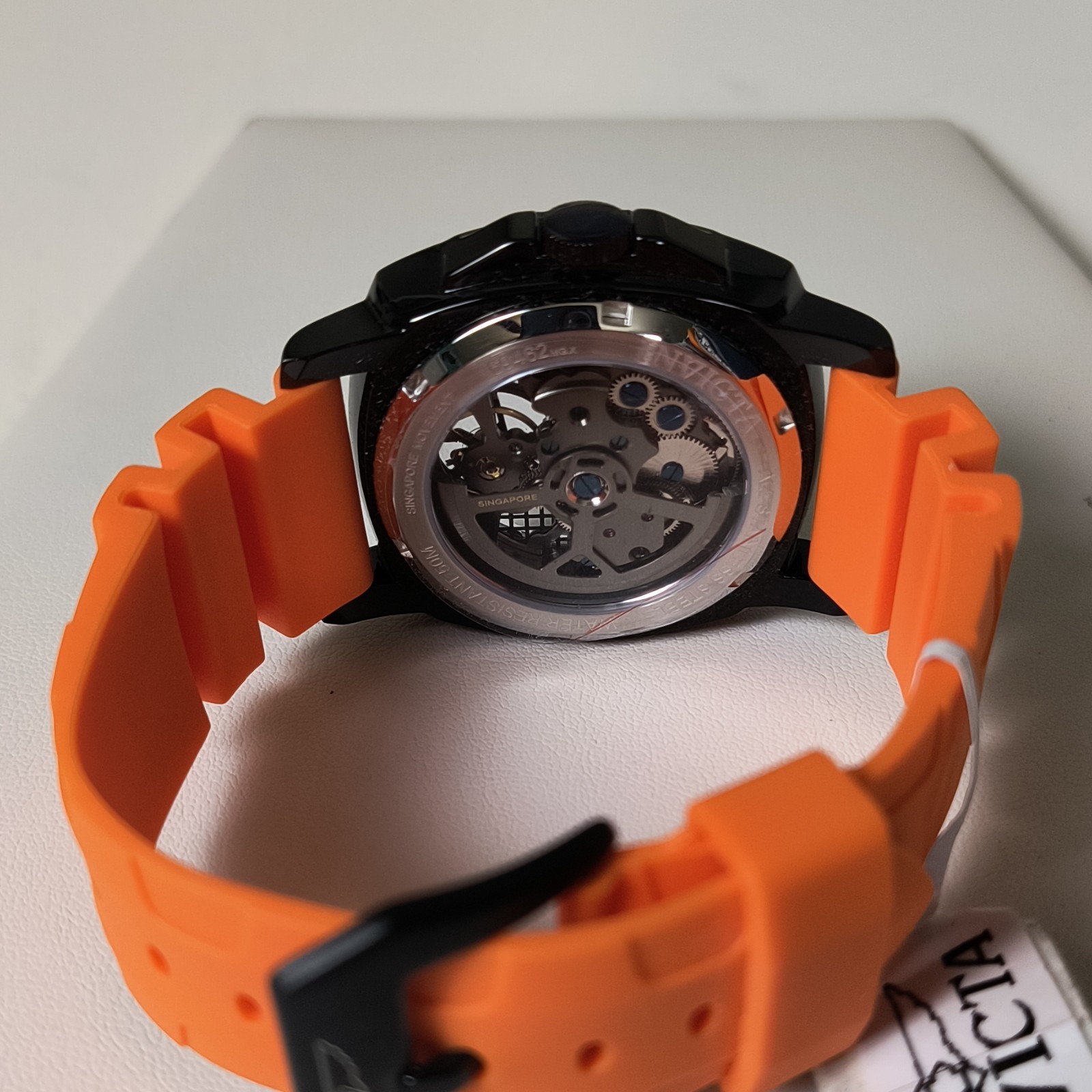 Invicta Sea Hunter Automatic Skeleton Black/Orange Dial 44mm OrangeStrap GiftBox