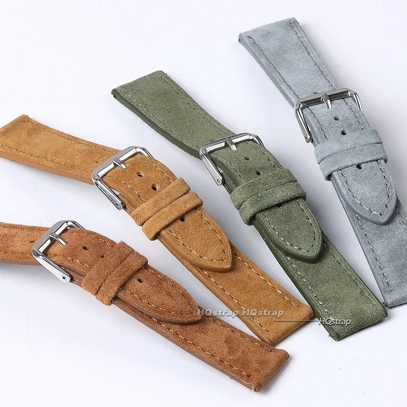 New Soft Suede Leather Watch Band Straps Stainless Steel Buckle 18/19/20/22/24mm