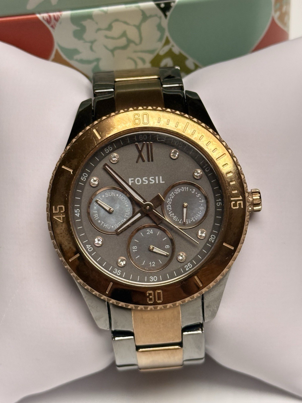 Fossil Stella ES3100 Womens Stainless Steel Analog Dial Quartz Wrist Watch