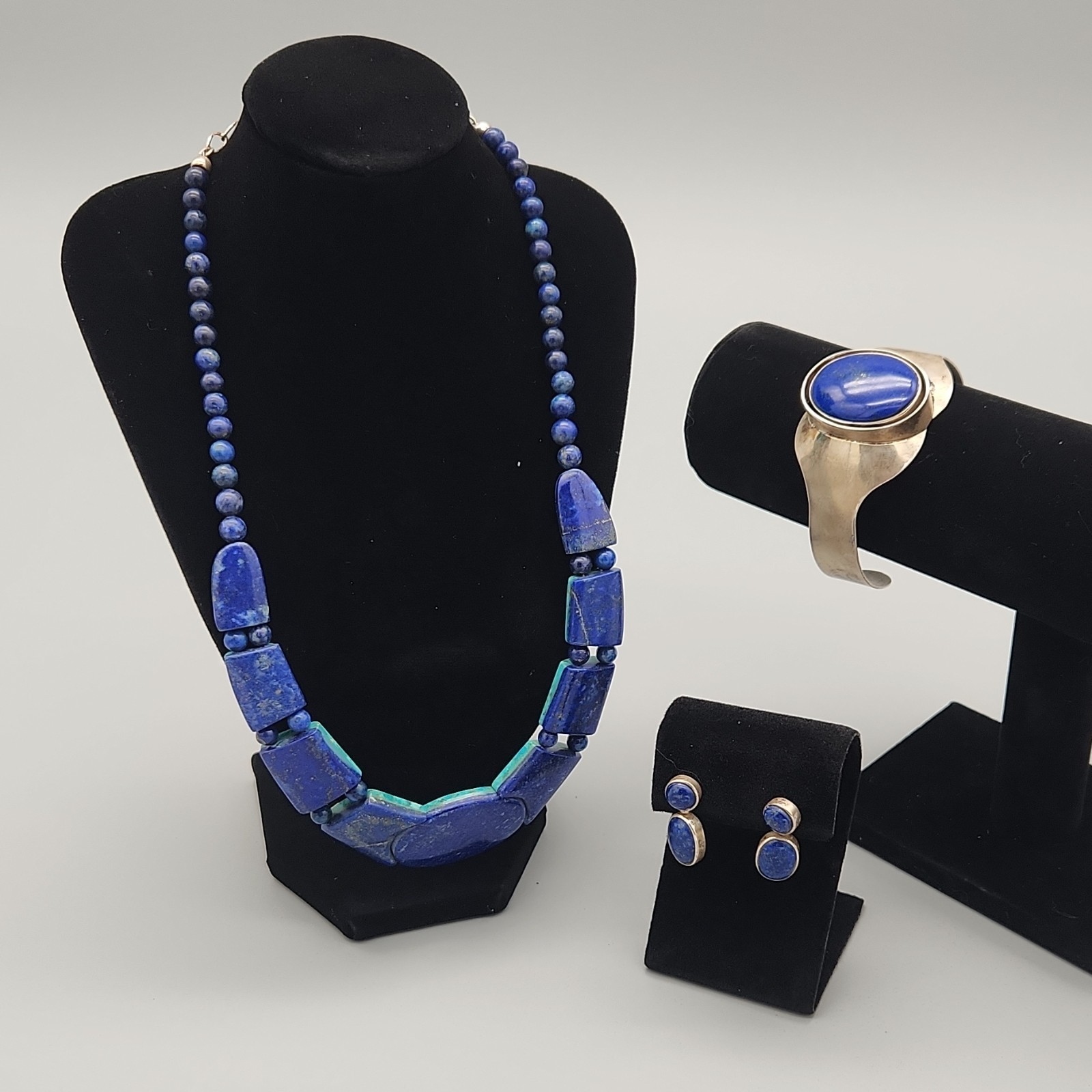 Jay King DTR Sterling Silver Lapis Lazuli Necklace Cuff Bracelet Earrings Set