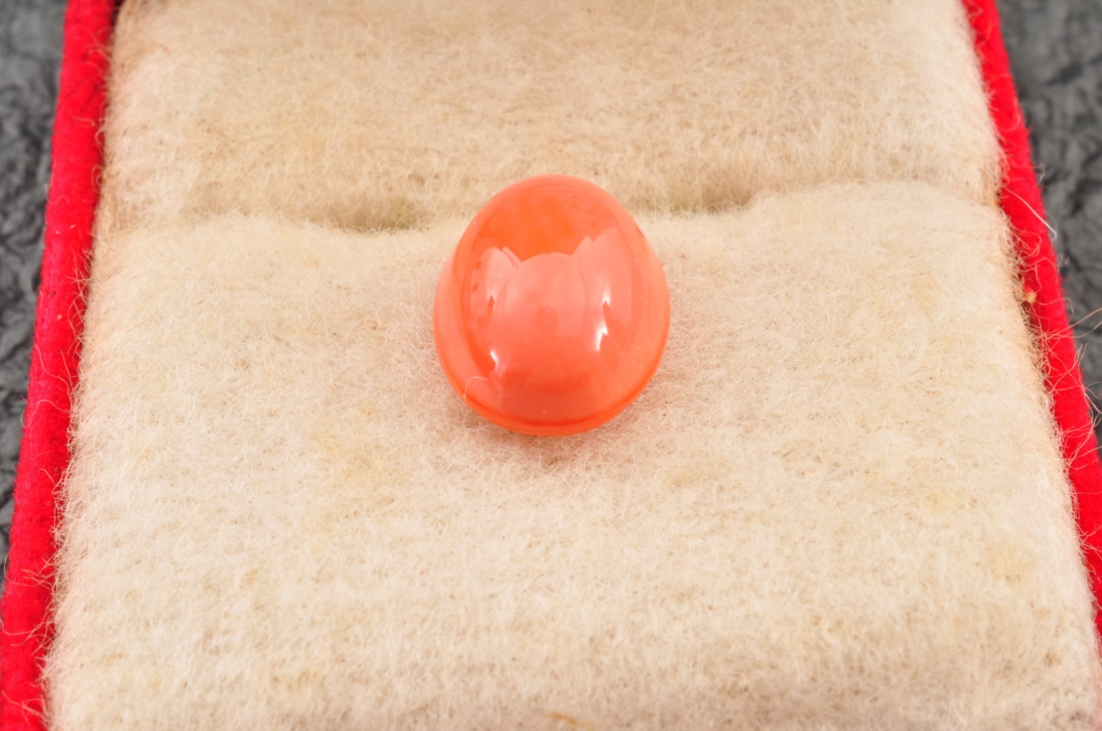 With Certification Single color MOMO coral oval Cabochon ( 15mm(0.59in) 8.85ct).