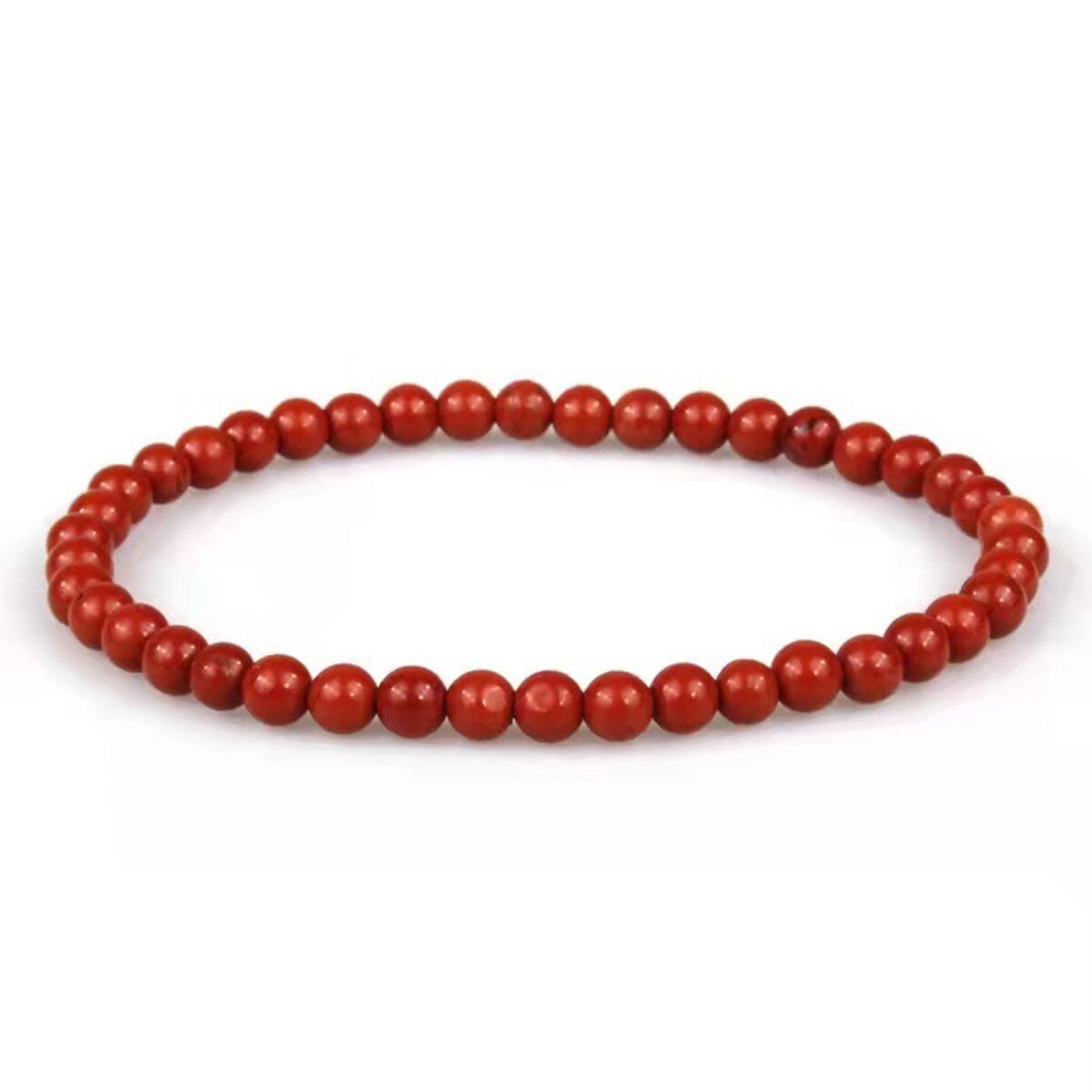 Handmade Natural Red Jasper Elastic Stretch Bracelet 4mm Crystal Gemstone Bead