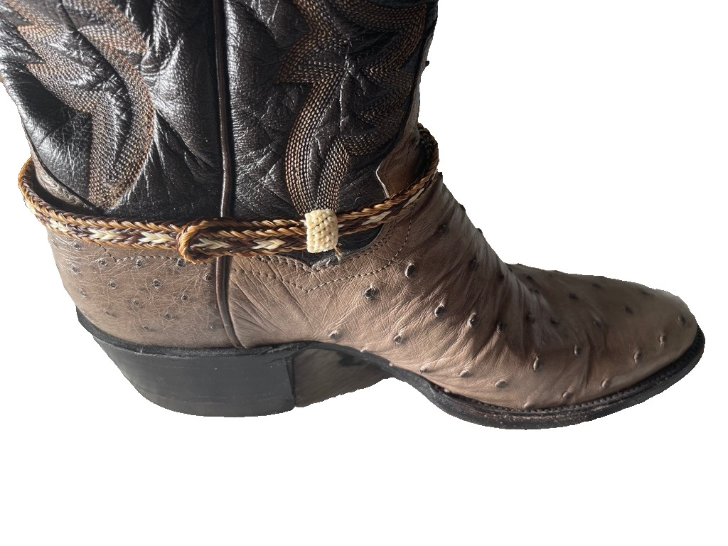 Western Boot Jewelry 15.5 x 3/8 in Horsehair Cowboy Adjustable Black Brown Cream