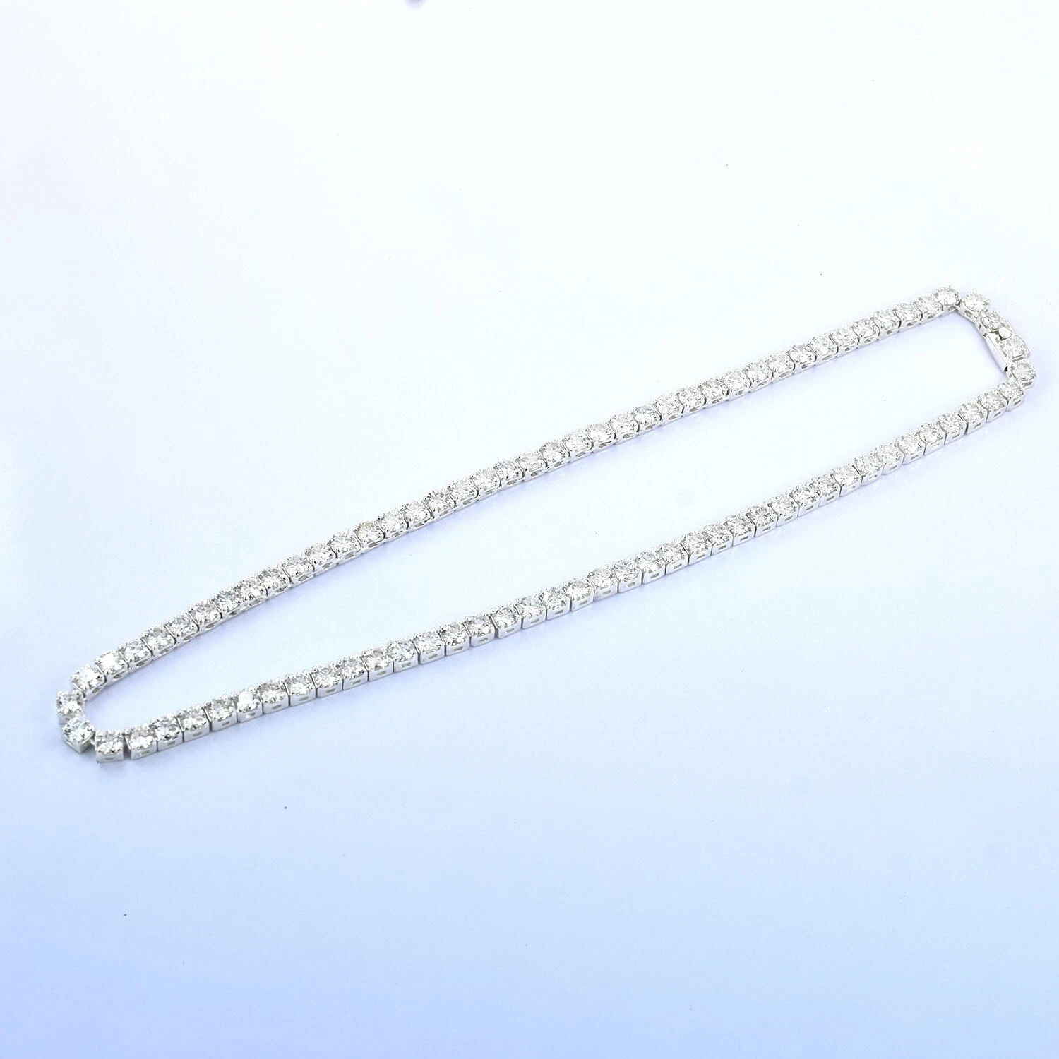 Gorgeous 18 inches White Diamond Tennis Necklace 18K White Gold Plated 4MM
