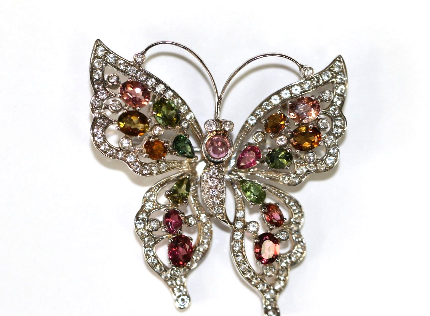 Multi-Color Tourmaline/ White Topaz Pin Pend