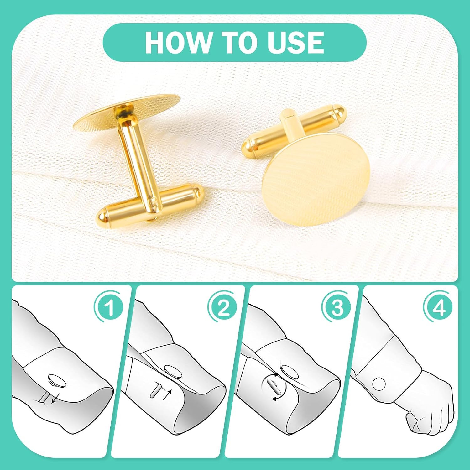 10pcs 16mm Metal Cufflink Blanks Round Bezel Trays DIY Jewelry Findings Gold