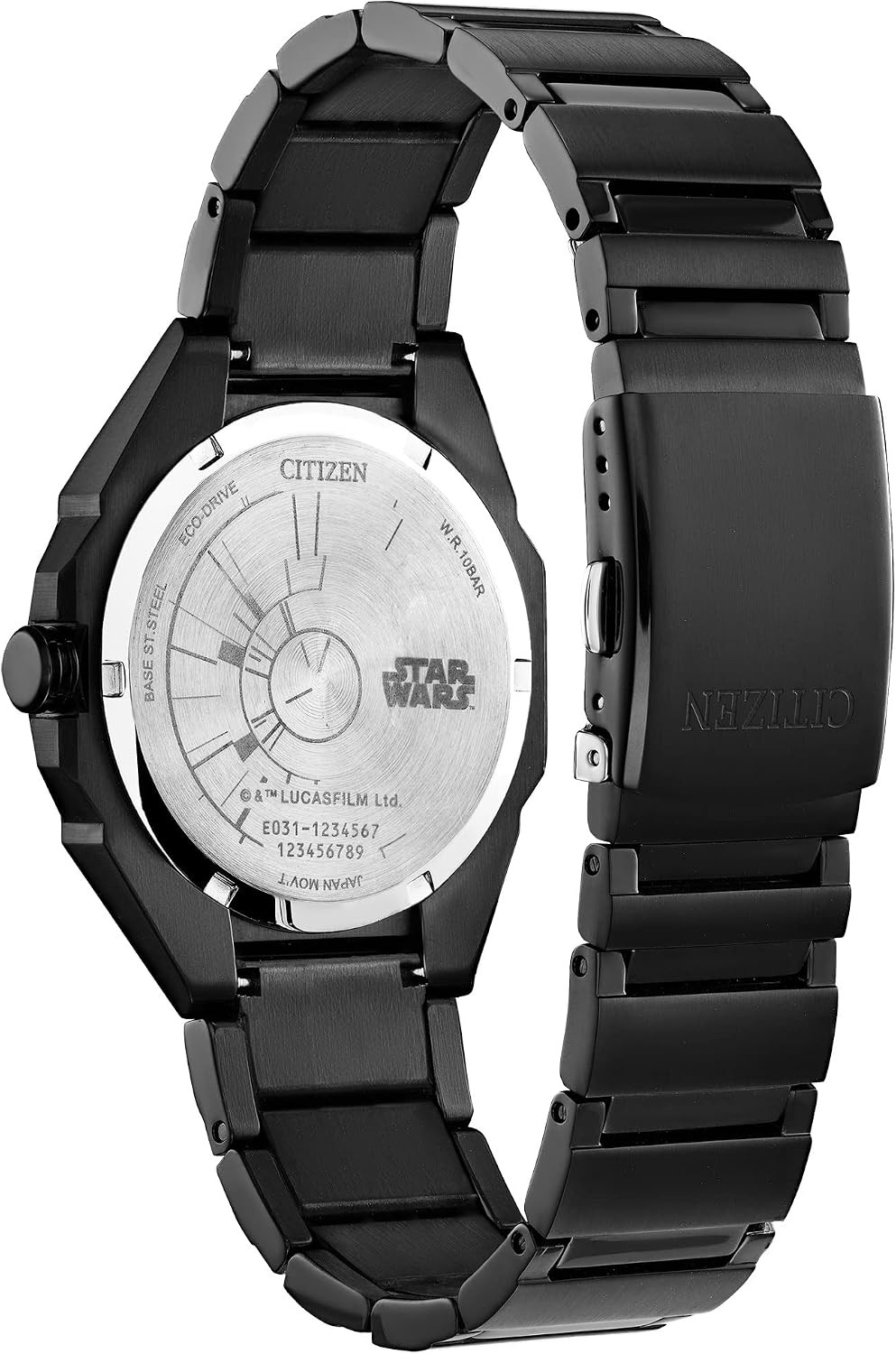 Men’s Eco-Drive Star Wars Death Star Black Stainless Steel Watch 41mm