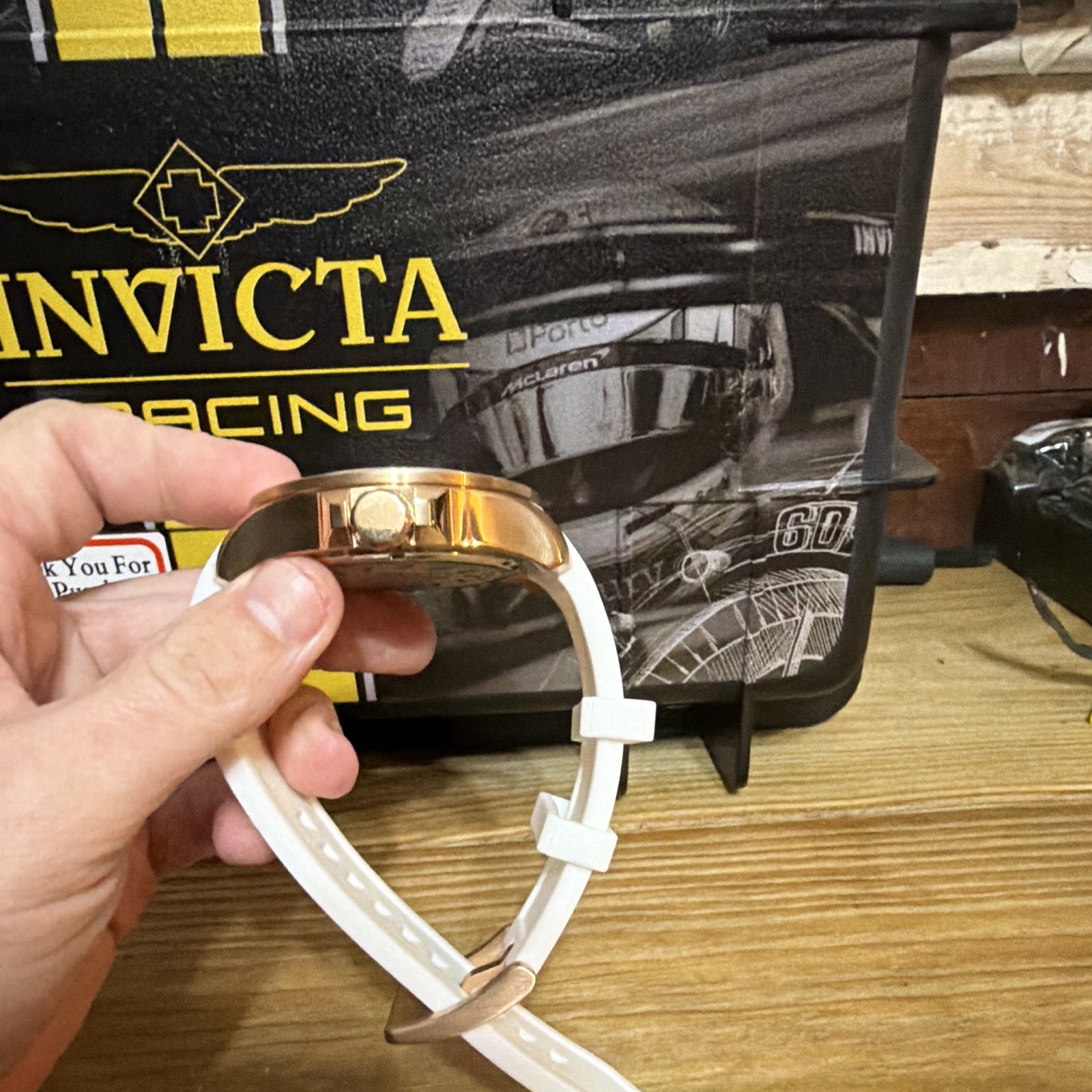 Invicta Pro Diver Men’s Quartz Date Day 24-Hour White Dial Gold Tone White Strap