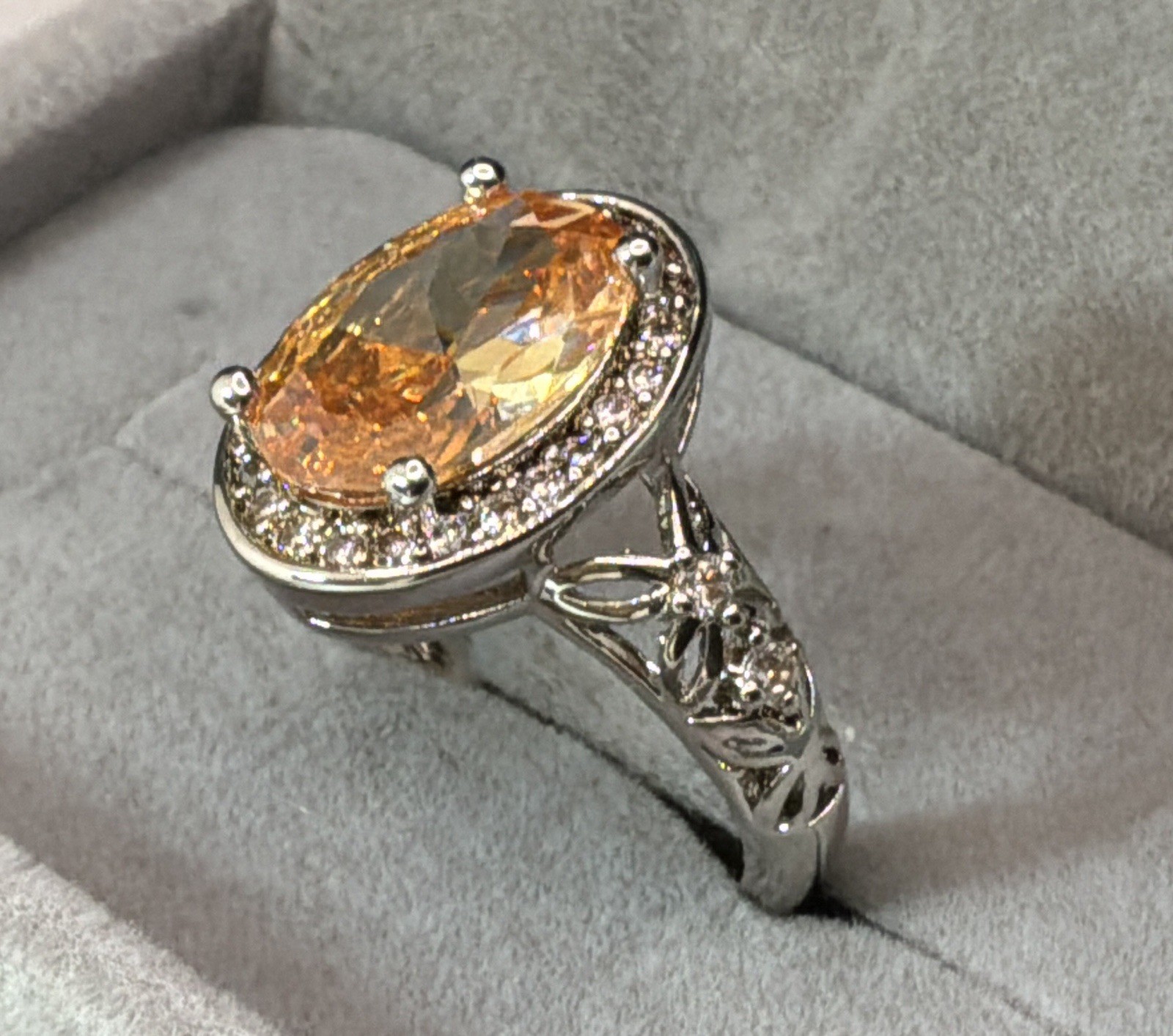 MORGANITE RING – Lab Created – 14X10mm Or 6.0ctw – .925 Sterling Silver!!!
