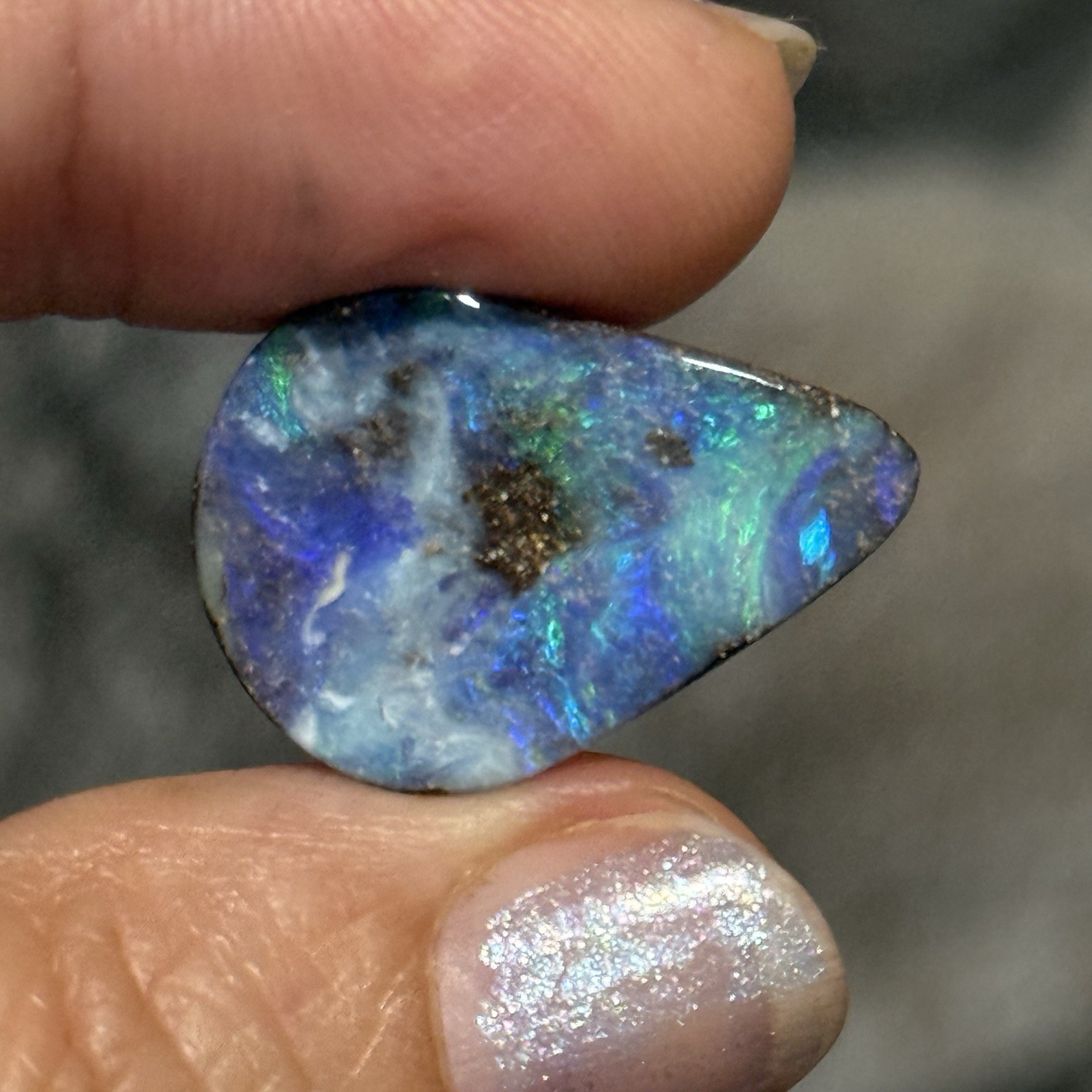 13.45ct 23.9x17x4.5mm Caribbean Blue Australian Boulder Opal Teardrop Cabochon