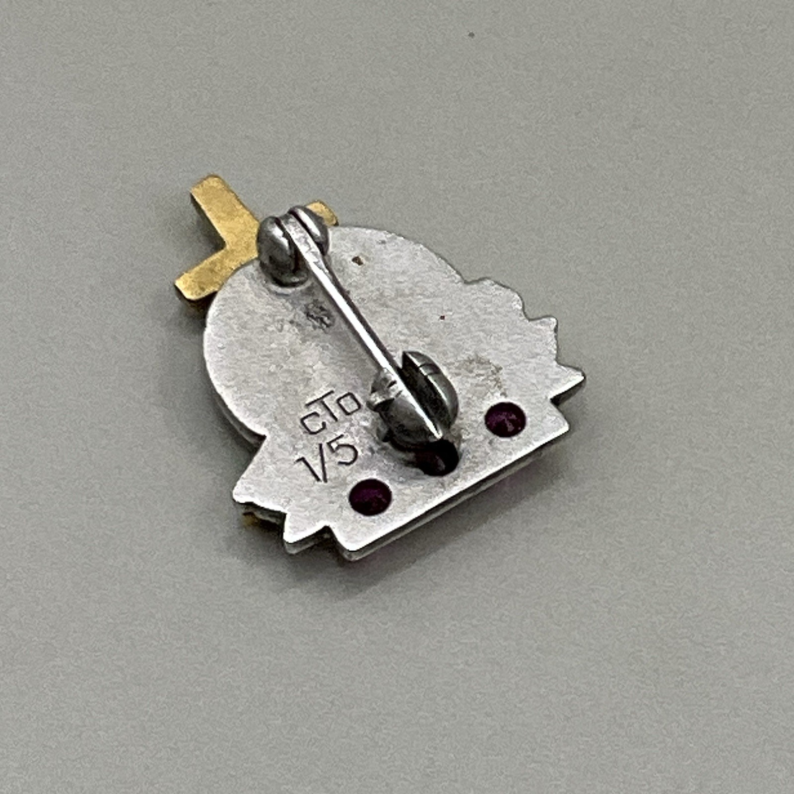 Lapel Pin 1/5 10K GF Gold Filled Ruby Religious Christianity Signed cTo
