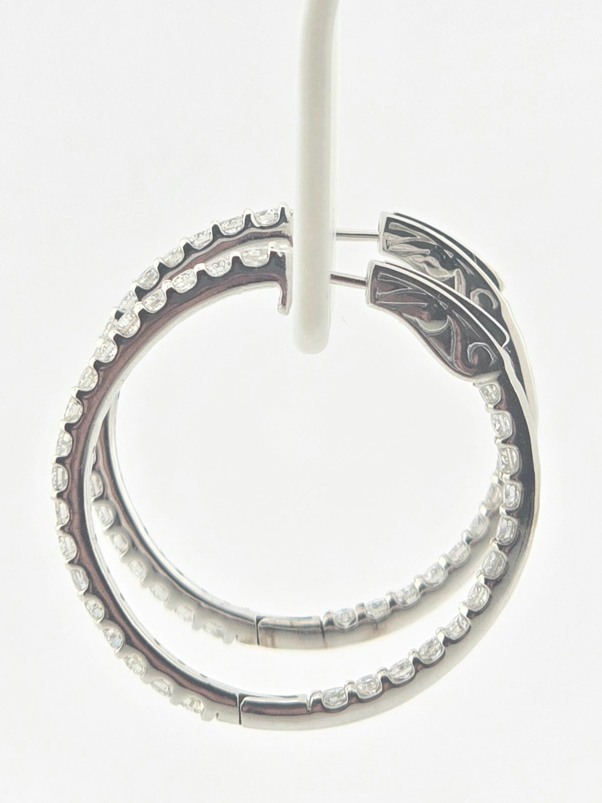 14KW DIAMOND ~3CTW ~H-I ~SI1 3/8 34MM INSIDE OUTSIDE HOOP EARRINGS – 796636
