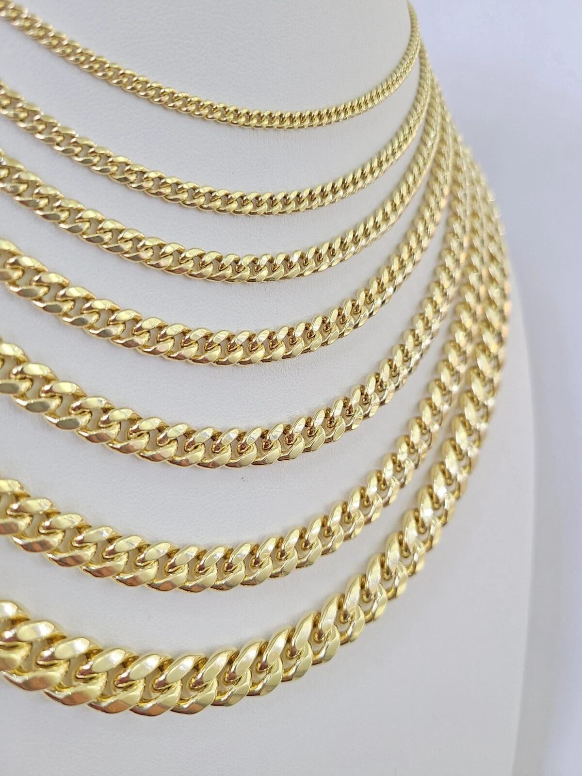 Real 10k Gold Chain Necklace Miami Cuban Link 5MM-9MM link 18-30 Inch 10kt Gold