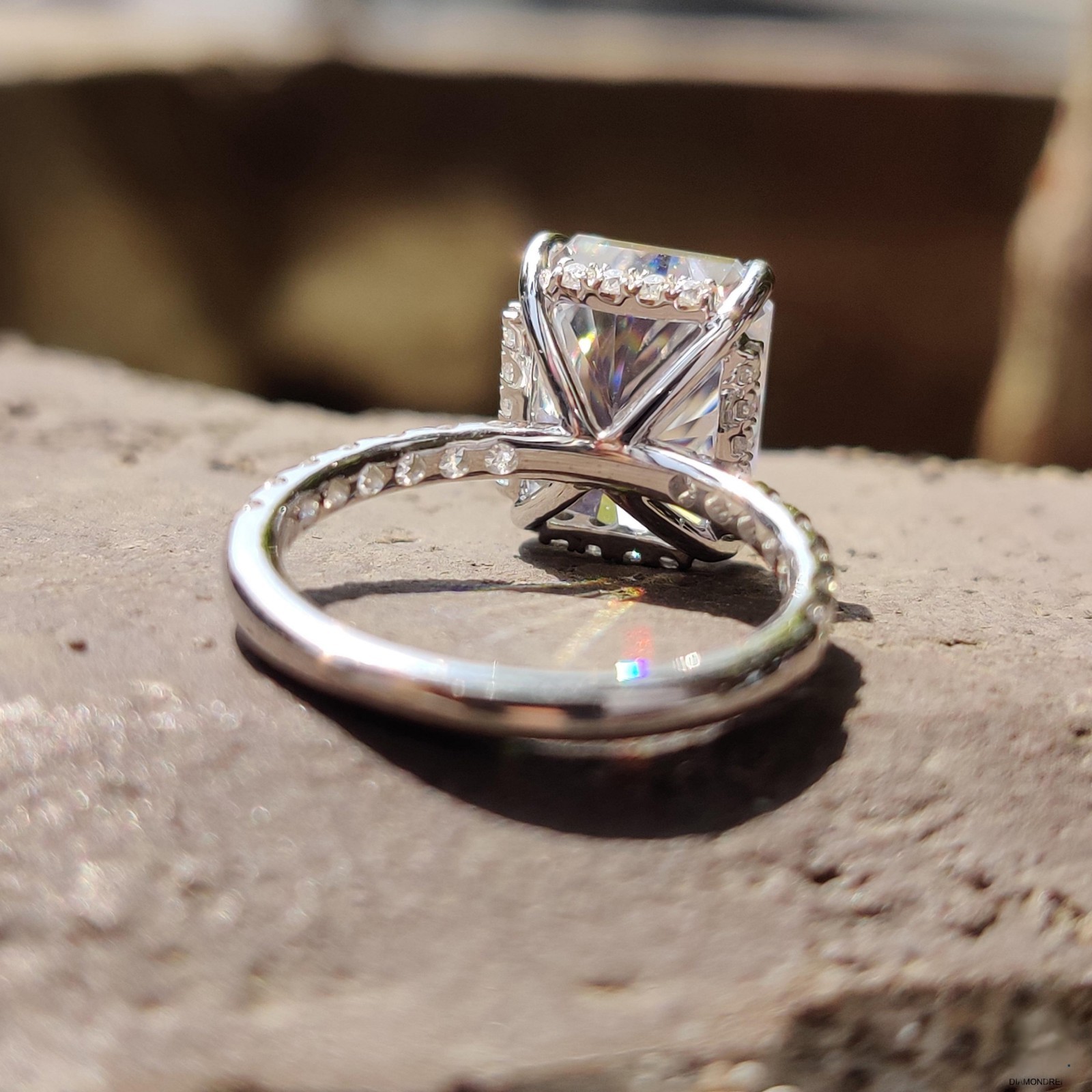 4.76CT Radiant Cut Crushed Ice Moissanite Ring Pave Engagement Ring
