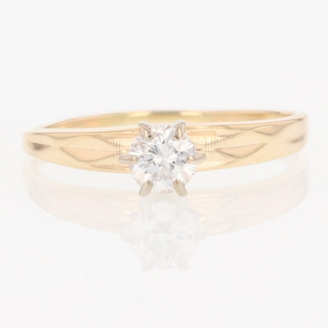 .31ct Round Diamond Solitaire Textured Engagement Ring 14k Yellow Gold Size 7
