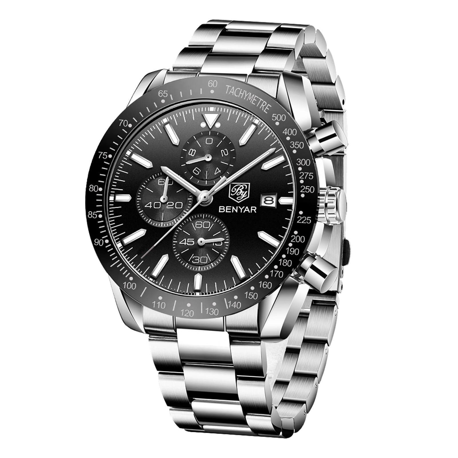 Classic Fashion Quartz Chronograph Watch Casual Sport 30M Waterproof Stainles…