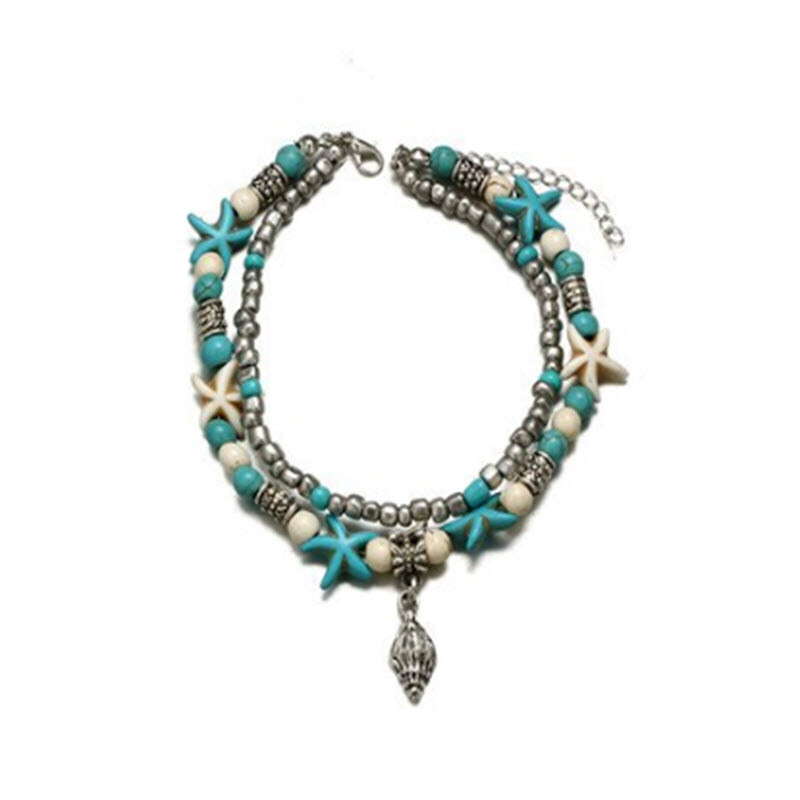 Blue Turtle Anklets for Women Girls Beads Beach Ankle Bracelet Boho Foot Jewelry