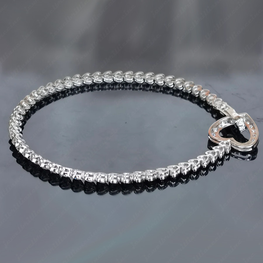 9.35Ctw Round Moissanite Bezel Heart Shape Tennis Bracelet 14K White Gold Plated