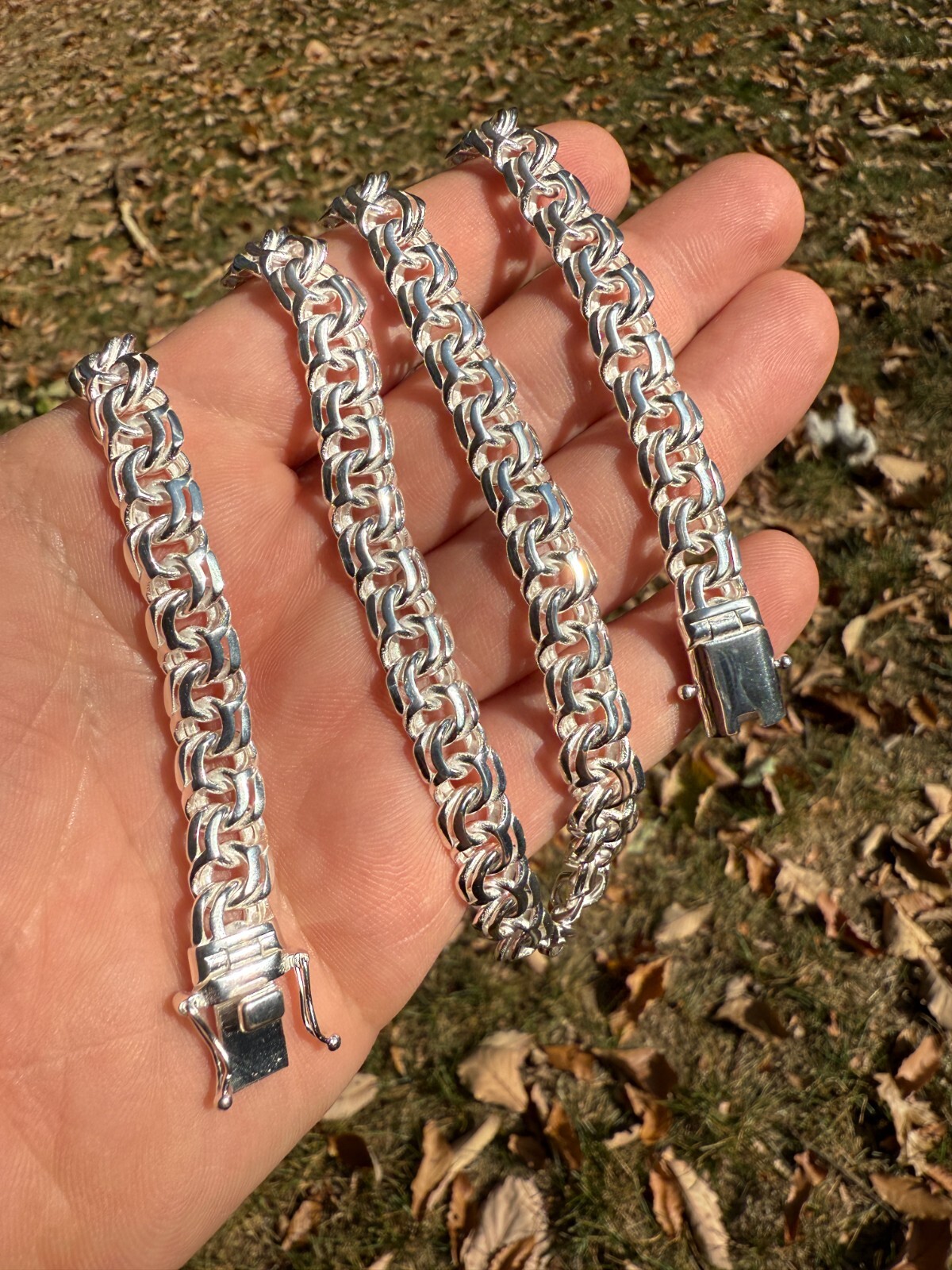 Real 925 Sterling Silver Handmade 9mm Cuban-Byzantine Chainmaille Chain Necklace