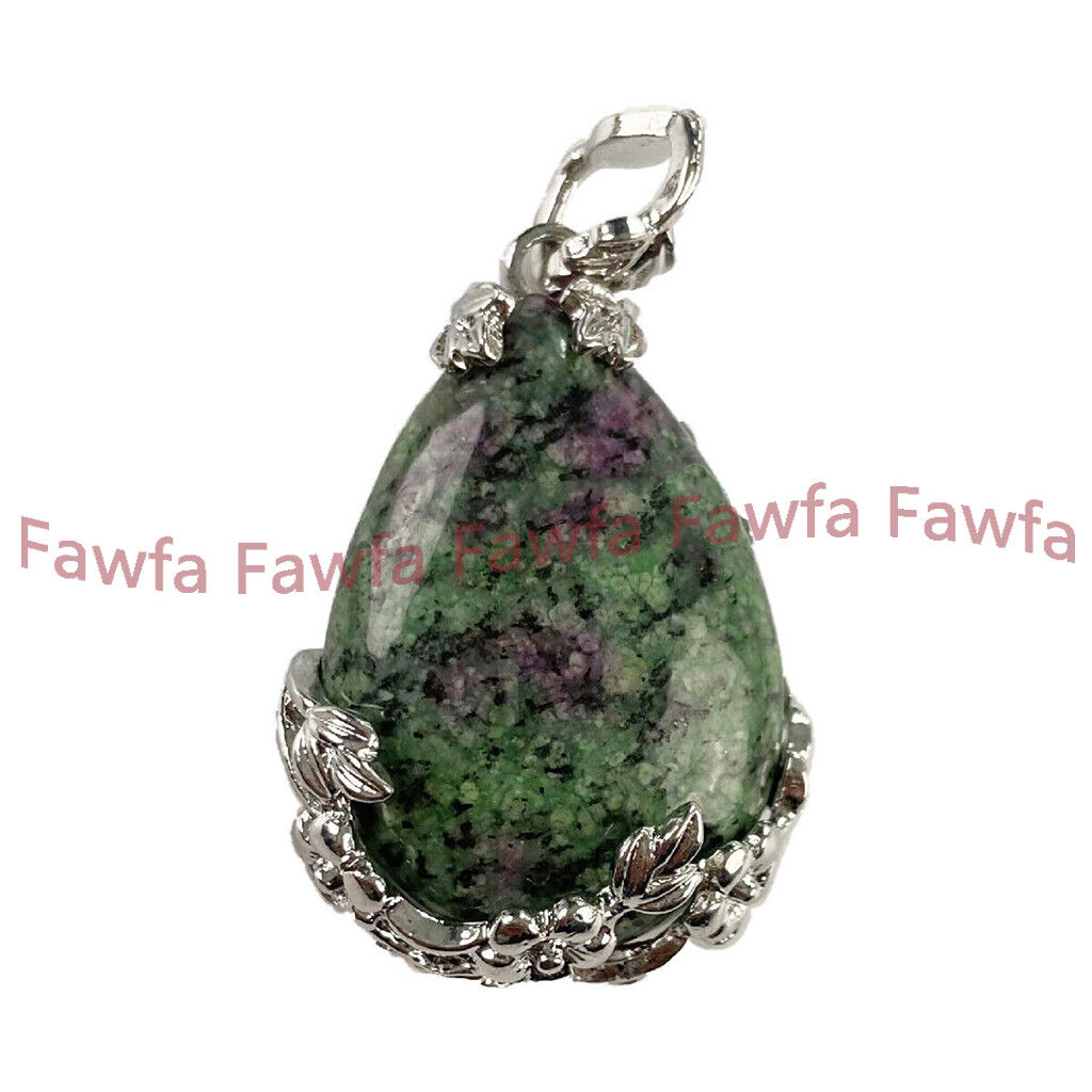 25x35mm Teardrop Gemstone Flowers Pendant Tibet 925 Silver Necklaces + Chain 17′