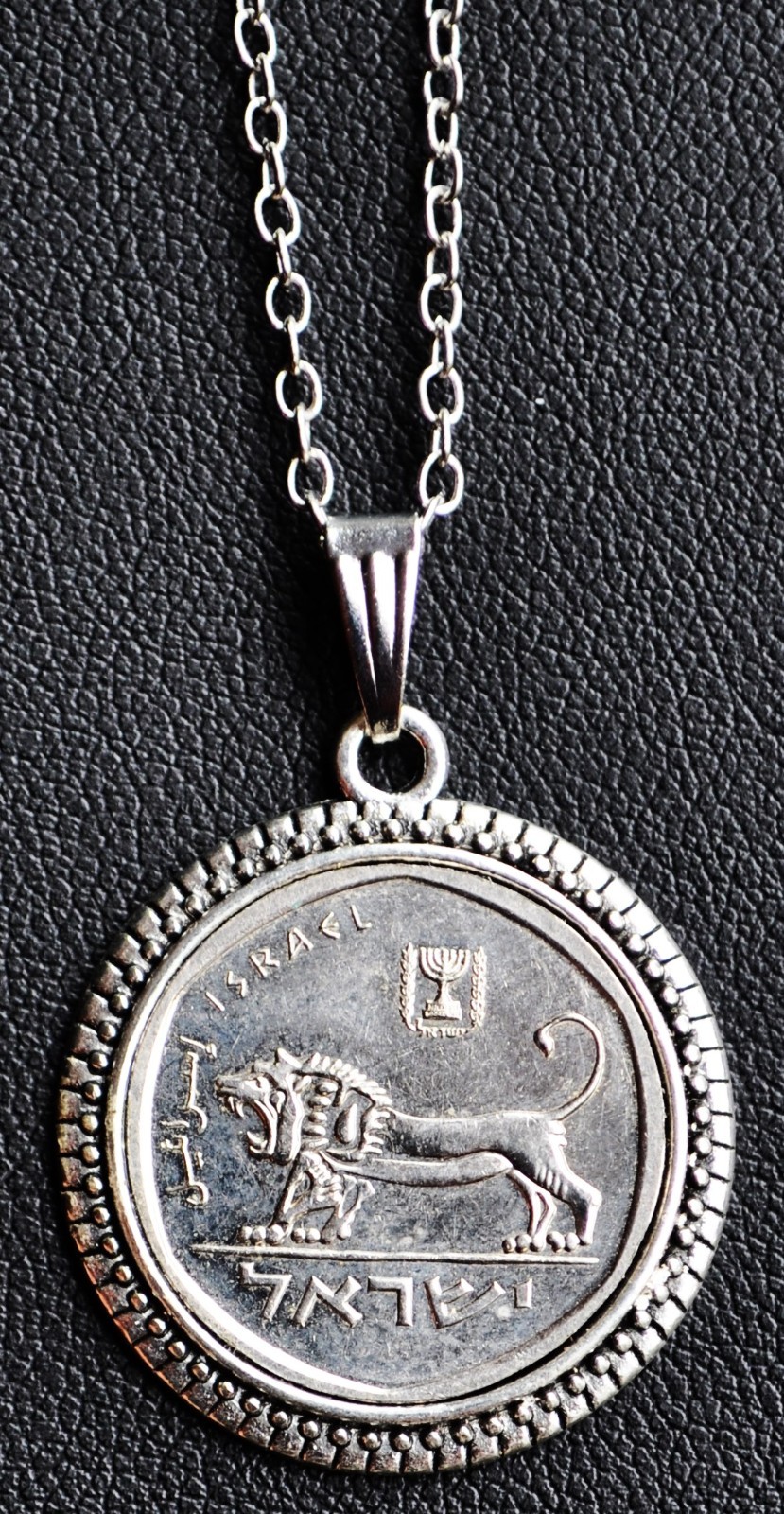 Israel Lion Coin Pendant Necklace