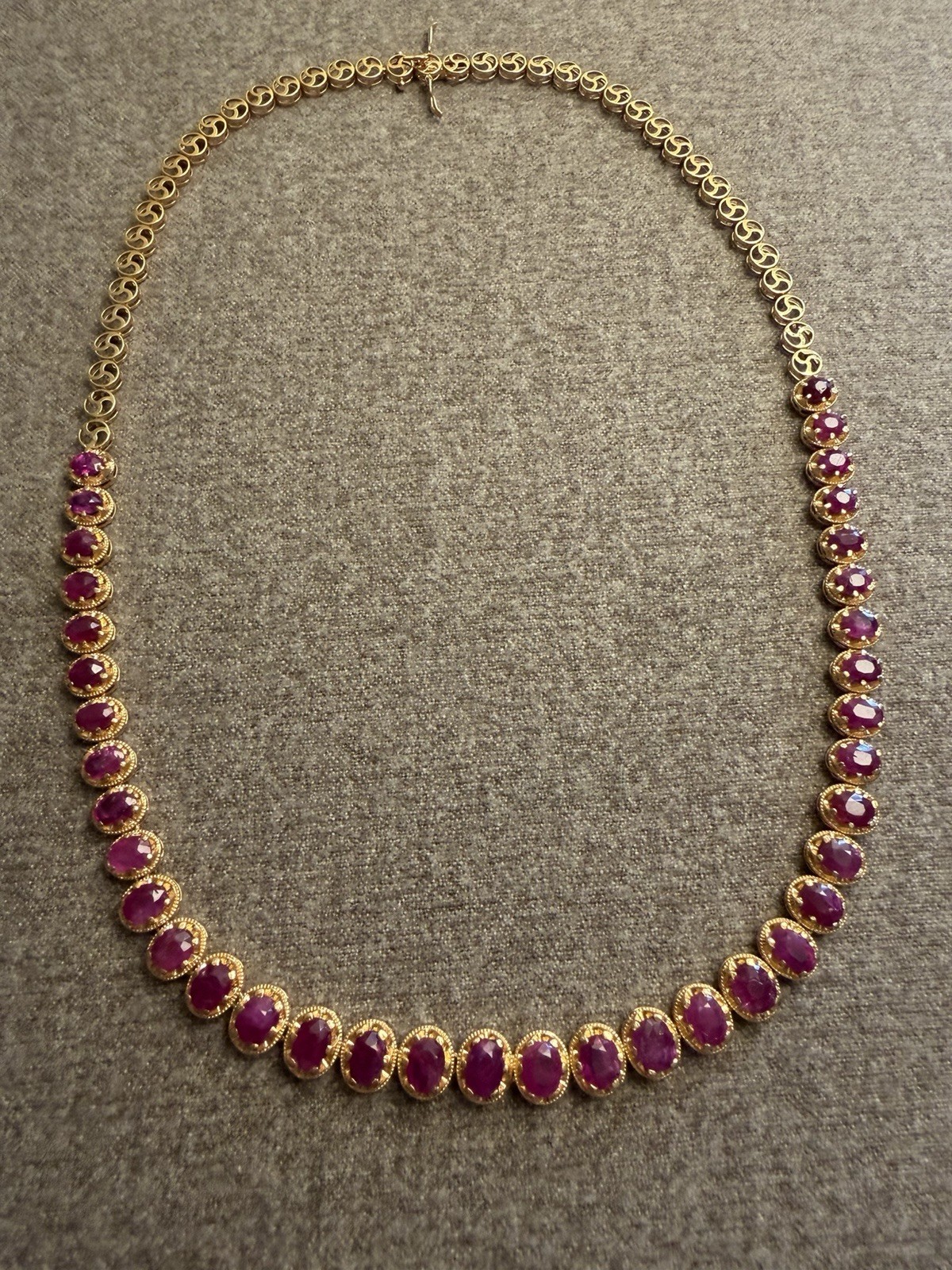 Certified Natural Burma Mogok Unheated Ruby 18 K Solid Yellow Gold Necklace