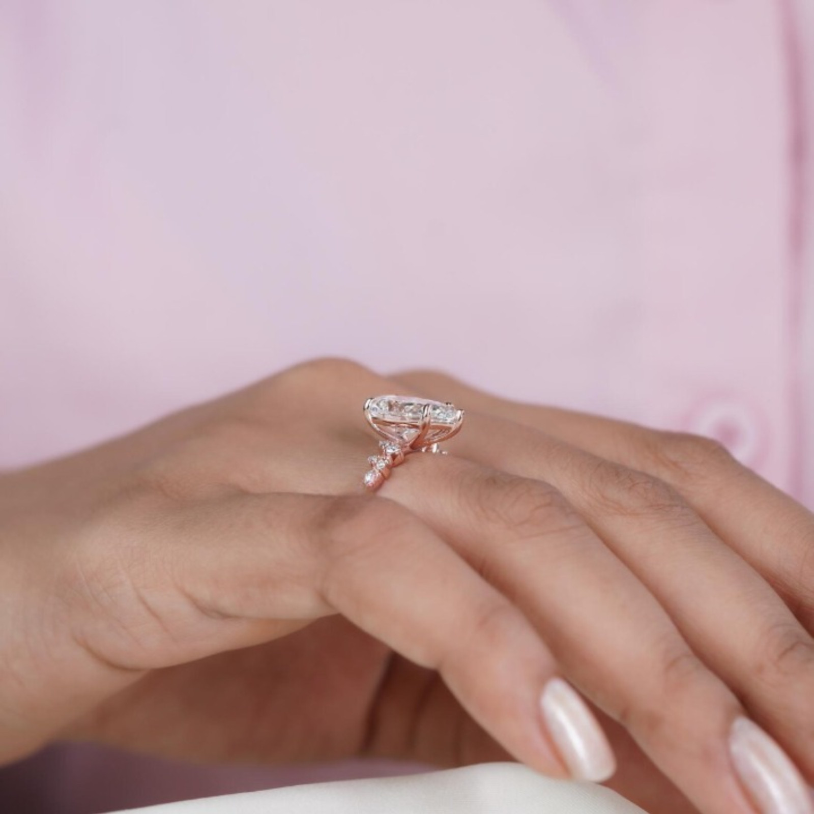 4.00 Carat Pear Cut Lab Created Diamond Solitaire Ring | 14k Solid Rose Gold