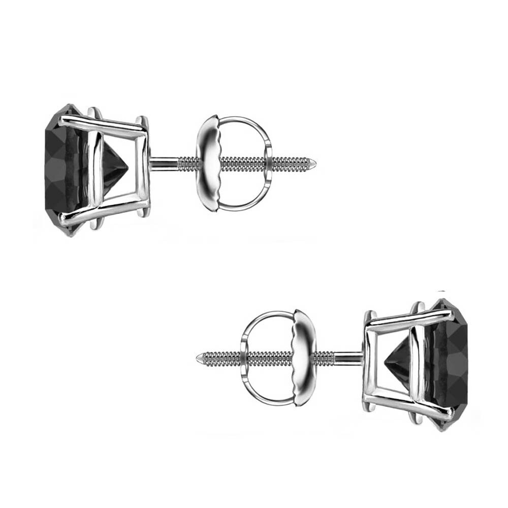 2.25 Ct Round Cut Black Earrings Studs Solid Real 950 Platinum Screw Back Basket