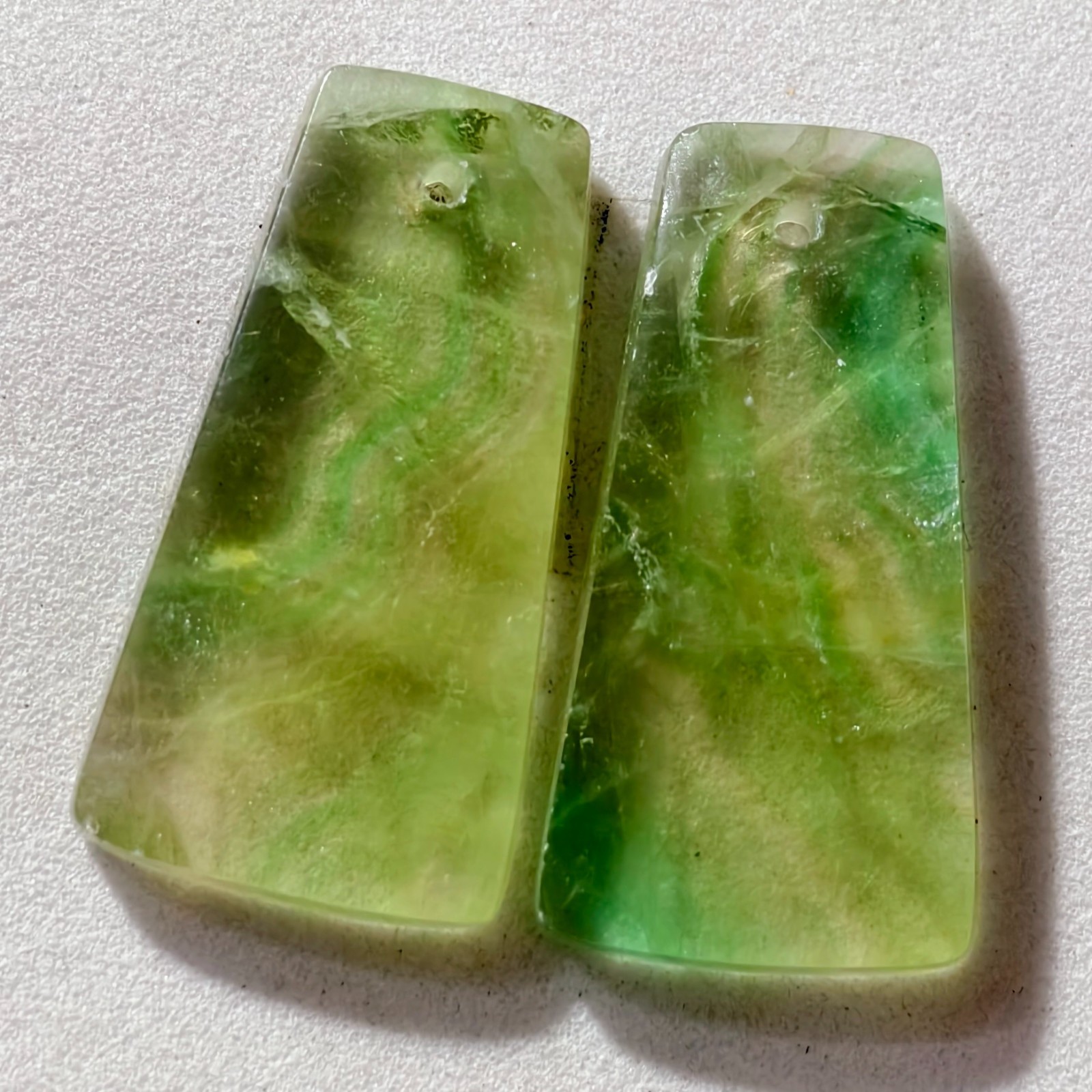 33 Cts Natural Fluorite Drilled Match Pair Cabochon Gemstone 26.1 X 13.7 MM