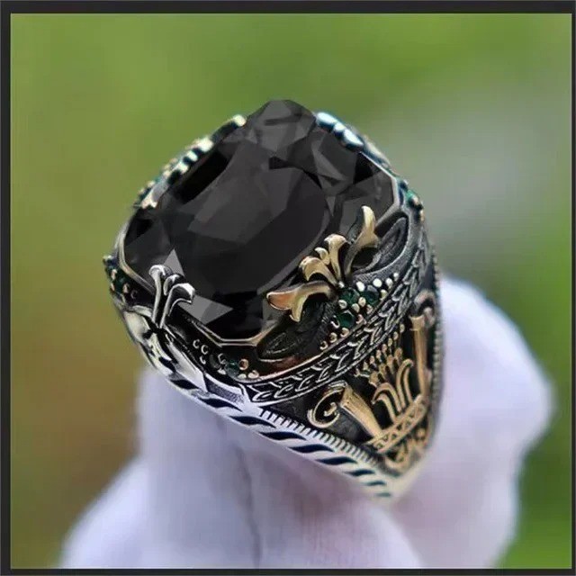 Sterling Silver Handmade Jewelry Black Men’s Ring All Size Fashion Ring 2026