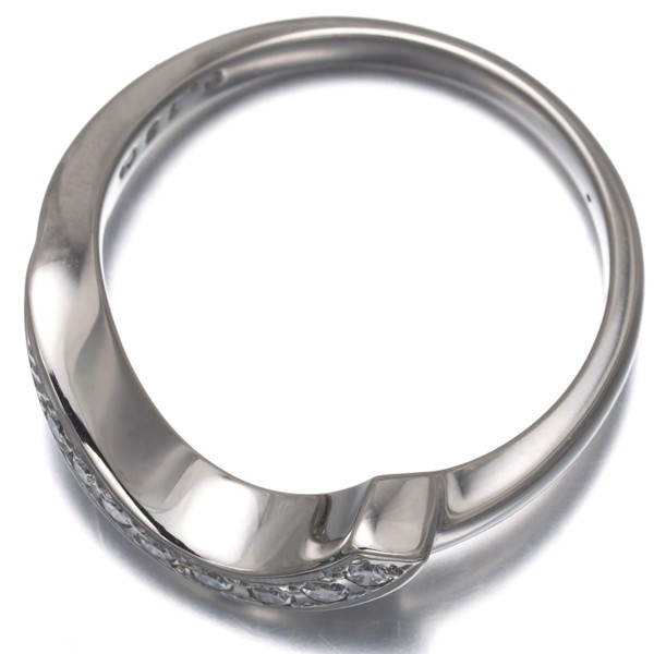 Auth Mikimoto Ring Diamond 0.13ct Wave US6-6.25 900 Platinum