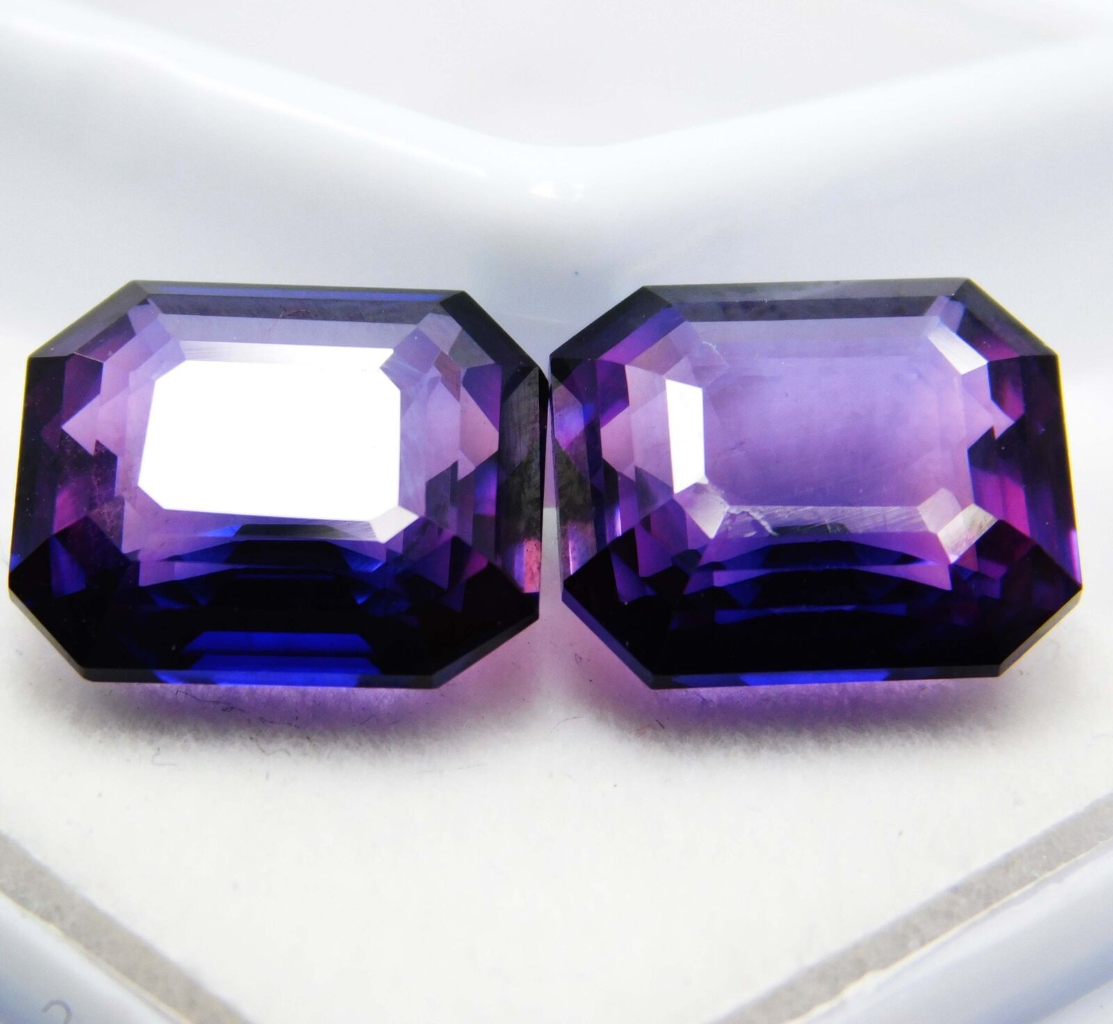 21.25 Ct NATURAL EMERALD Cut Purple TANZANITE Stone CERTIFIED Gemstone Pair
