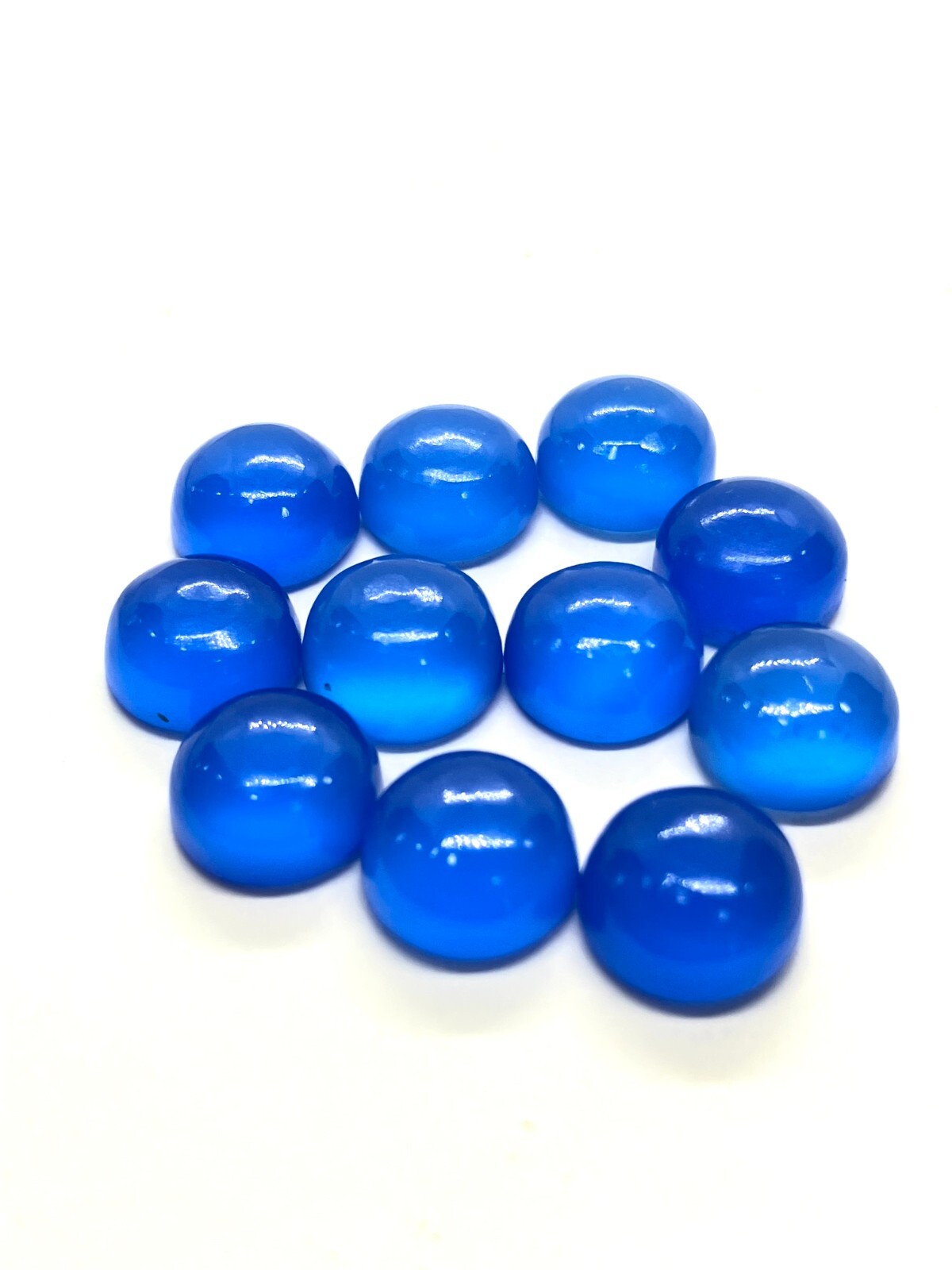 Round Flat Back Blue Chalcedony AAA Natural Loose Gemstone For Making Jewelry