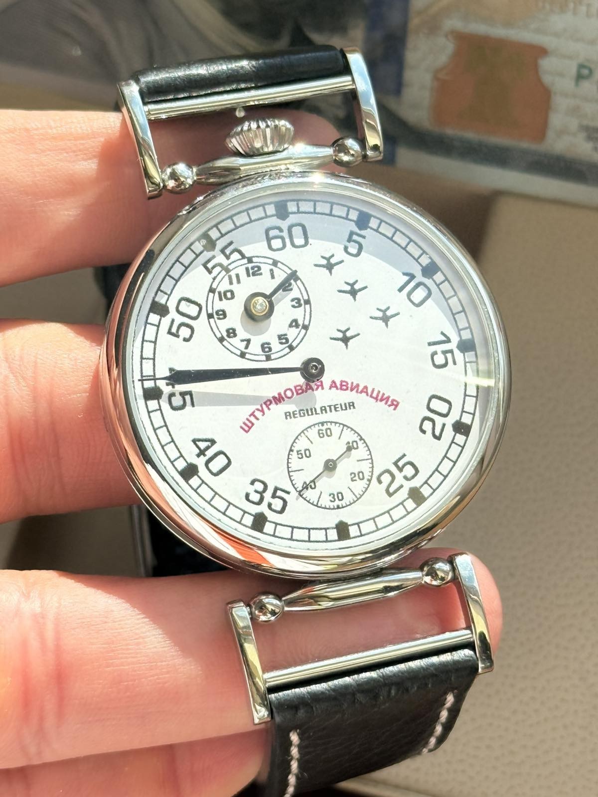 Regulator Watch Mechanical Wrist Russian Attack Aviation Men Pilot Fight Molniya