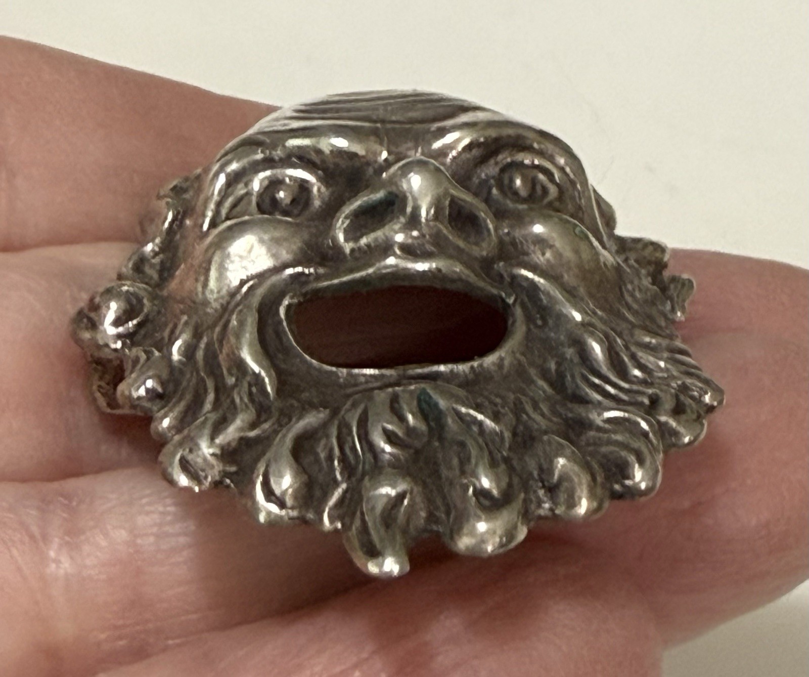 Vintage 835 Silver Dionysus Bacchus God of Wine Revelry Theater Mask Pin Pendant