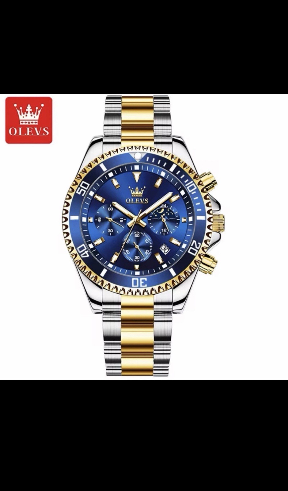 OLEVS Men’s Luxury Quartz Chronograph Diver Watch 30M Waterproof Stainless