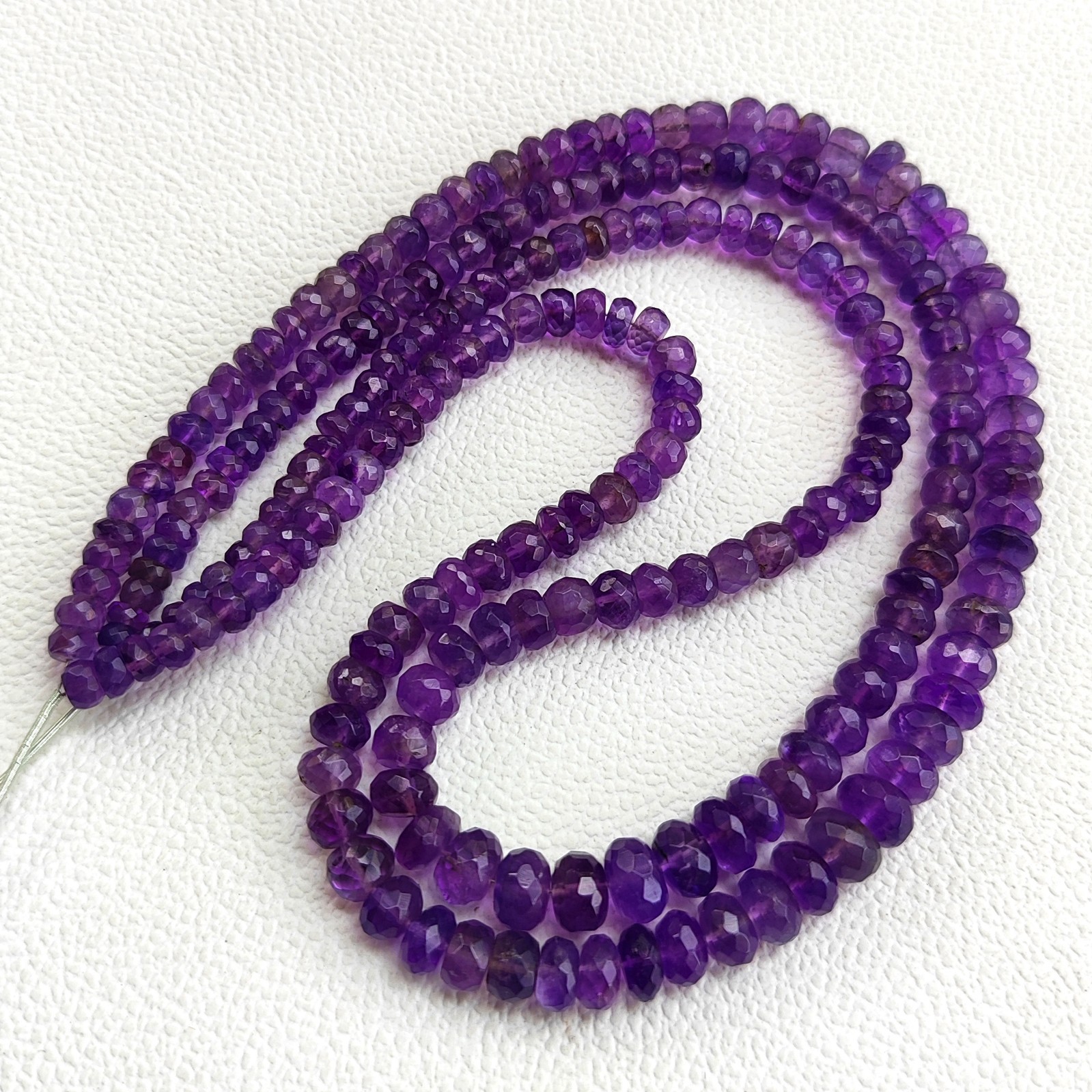 5-8mm Brazil Amethyst Faceted Rondelle Beads 16″ Strand Natural Purple Gemstone