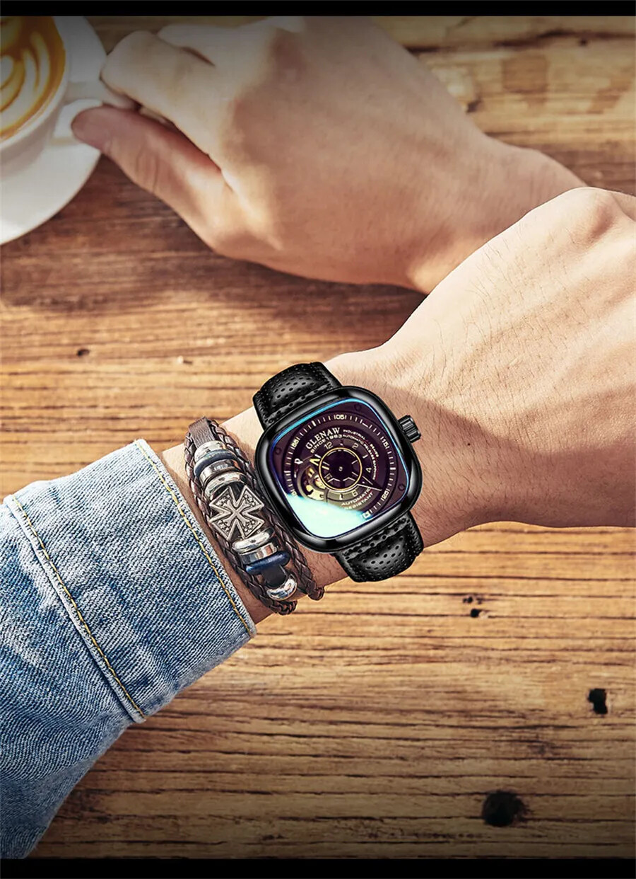 2025 New Mechanical Watch for Men Breathable Leather stainless Steel Automatic