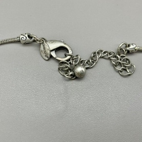 Chico’s Necklace Womens Silver Paisley Black White Enamel Snake Chain 18-21 Inch